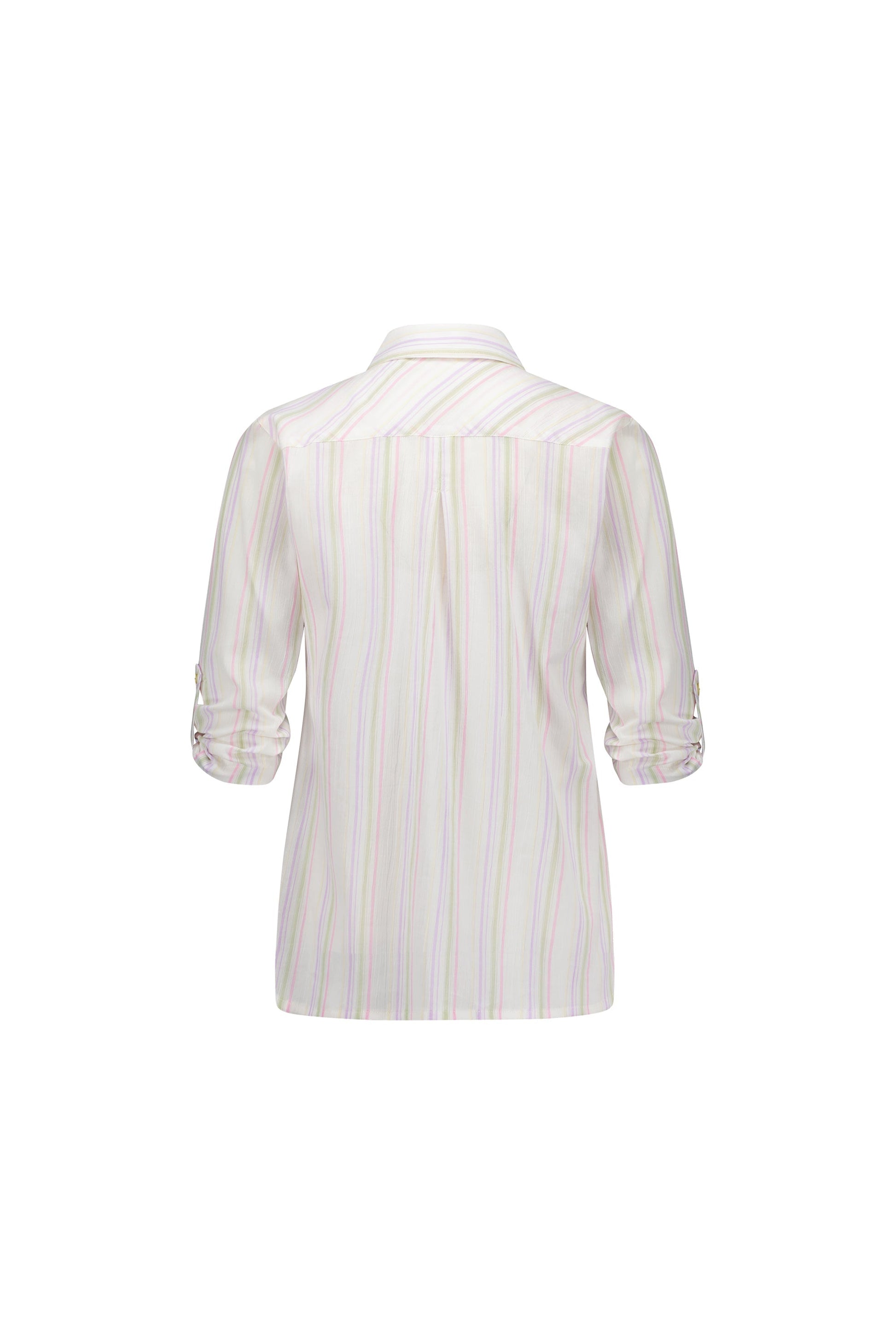 4384 Stripe - Button Front Shirt with Tab Sleeve - Vassalli