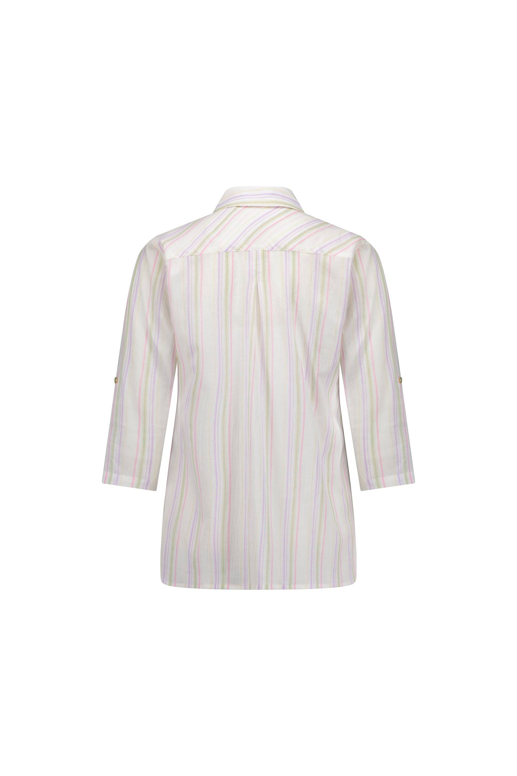 4384 Stripe - Button Front Shirt with Tab Sleeve - Vassalli