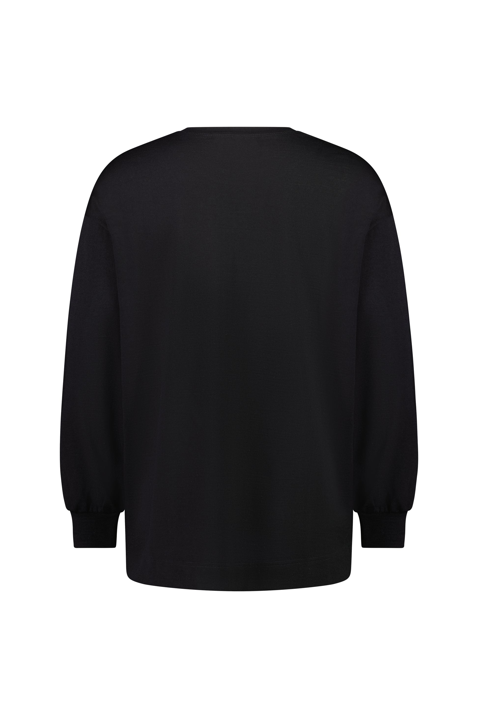 4391 Black - 100% Merino Round Neck Drop Shoulder Top - Vassalli