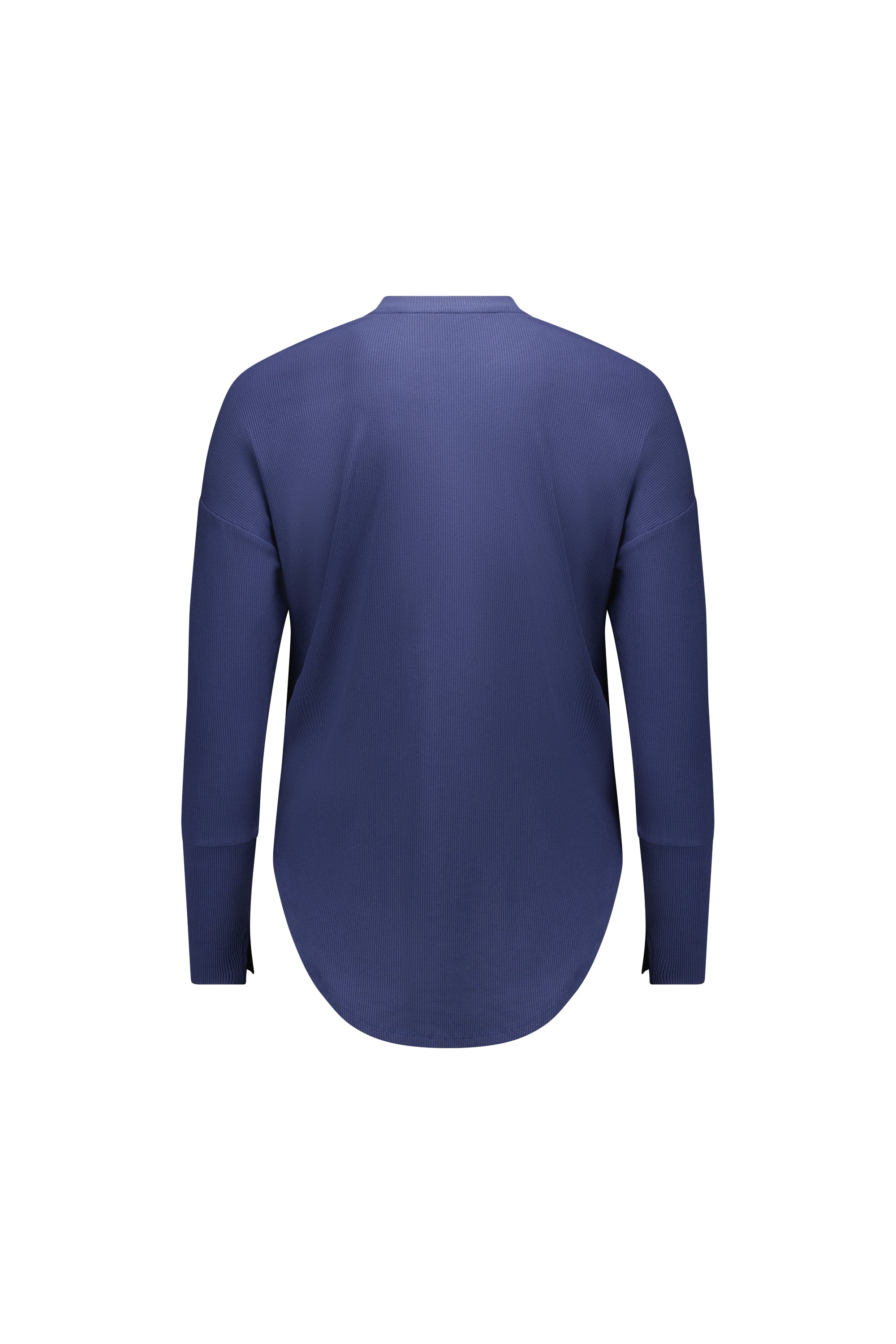 4396A Denim Blue - Round Neck Top with Cuff Detail - Vassalli