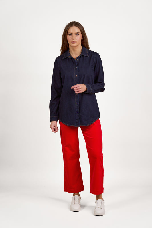 4406 Dark Denim - Denim Shirt with Poppers - Vassalli