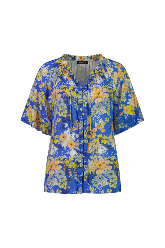 4424 Kimono Dream - V Neck Top with CF Frill and Neck Ties - Vassalli