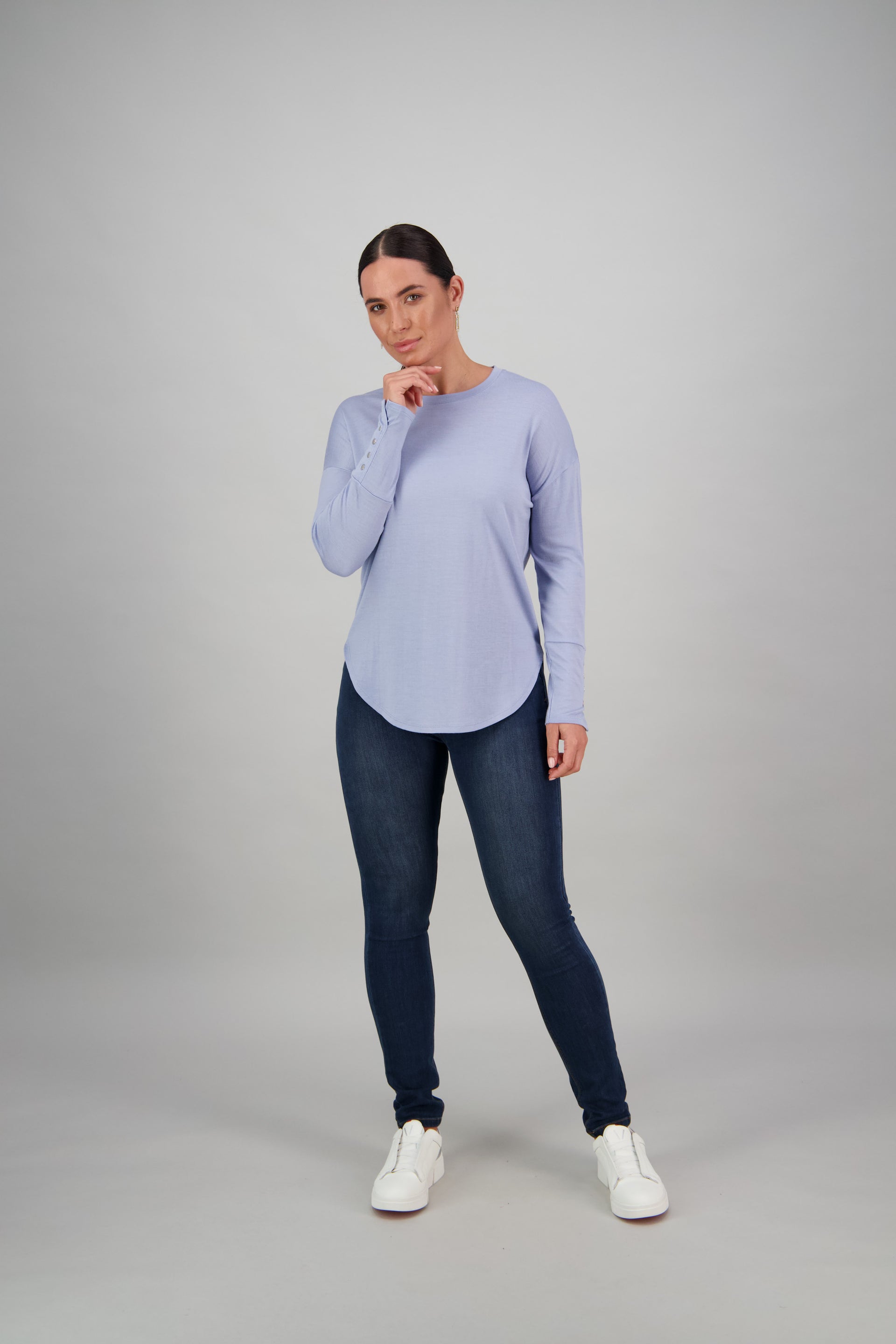 Round Neck Merino Top - Iceberg