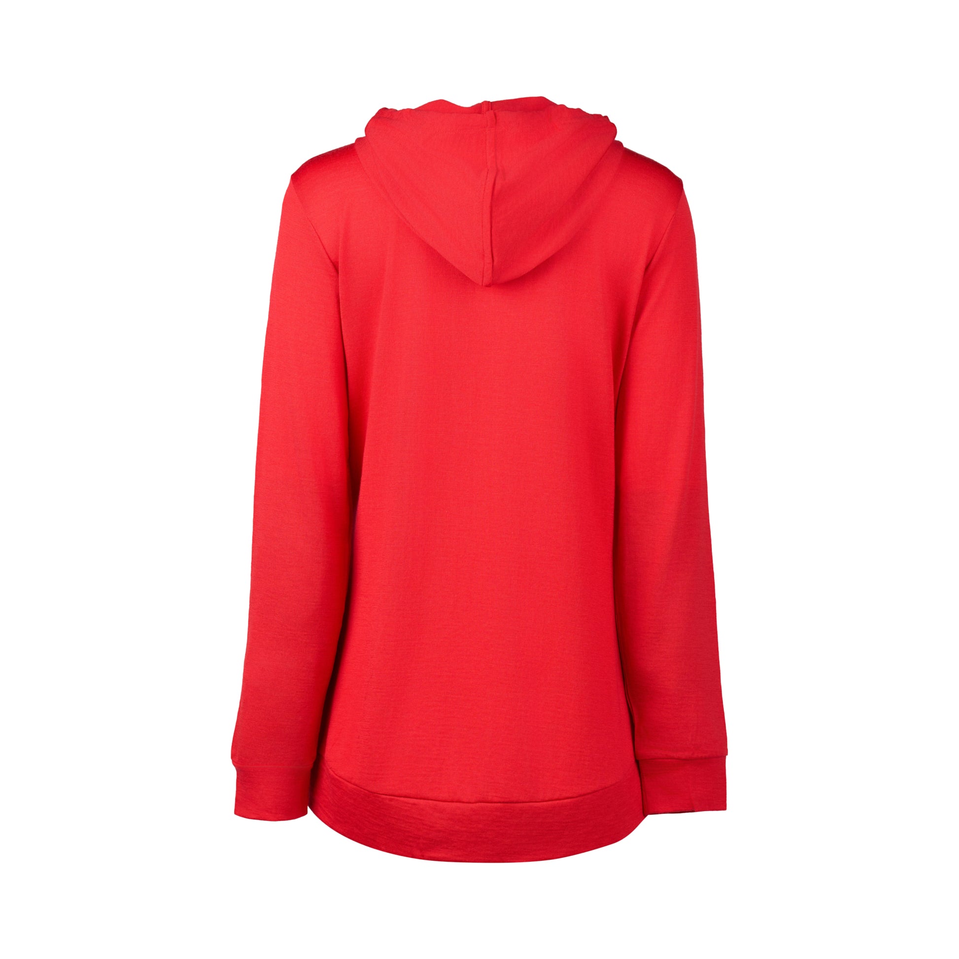 4437A Scarlet - 100% Merino Zip Up Hooded Jacket with Scooped Back Hem - Vassalli