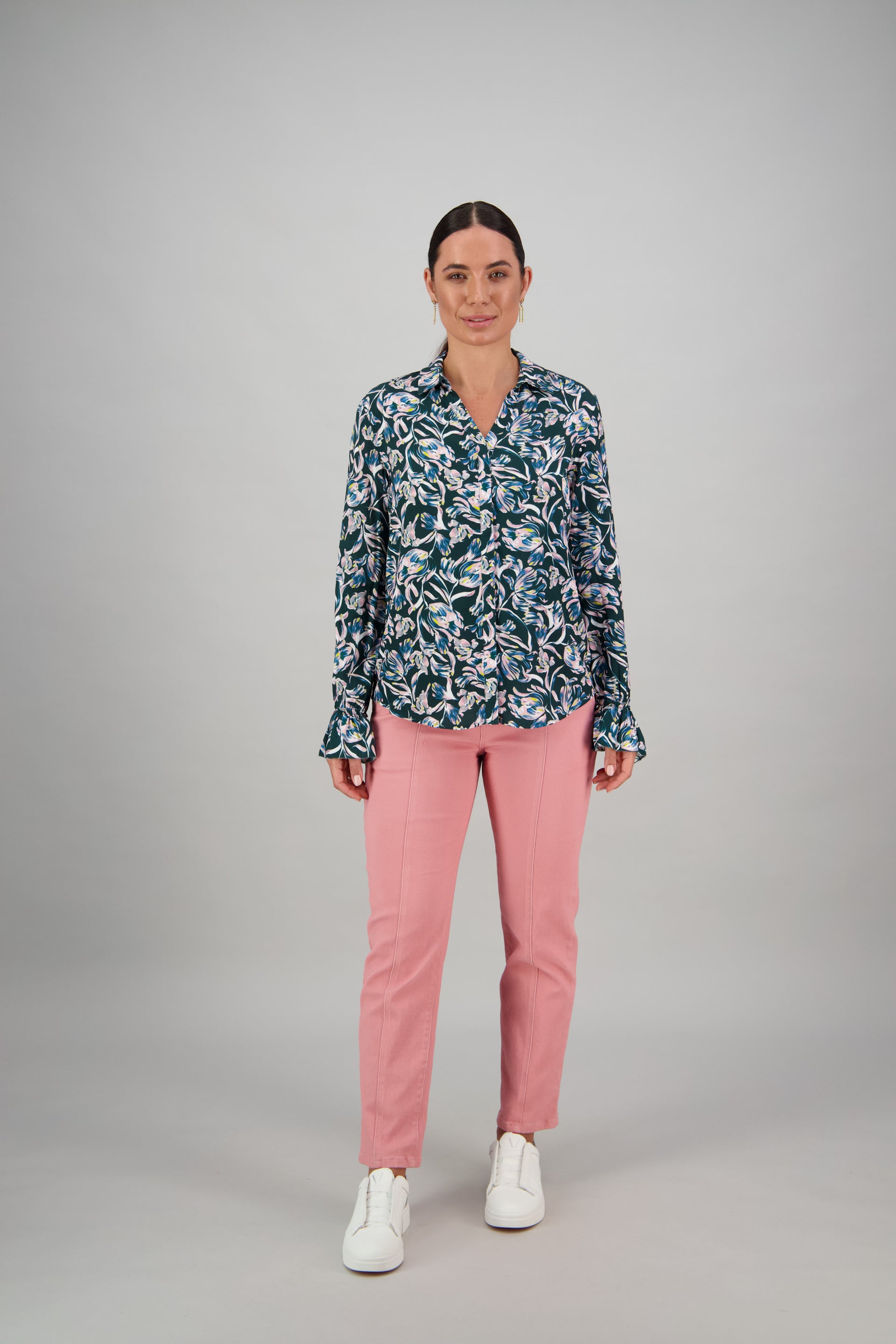 4438 Valentina - Printed Long Sleeve Cuff Detail Shirt - Vassalli