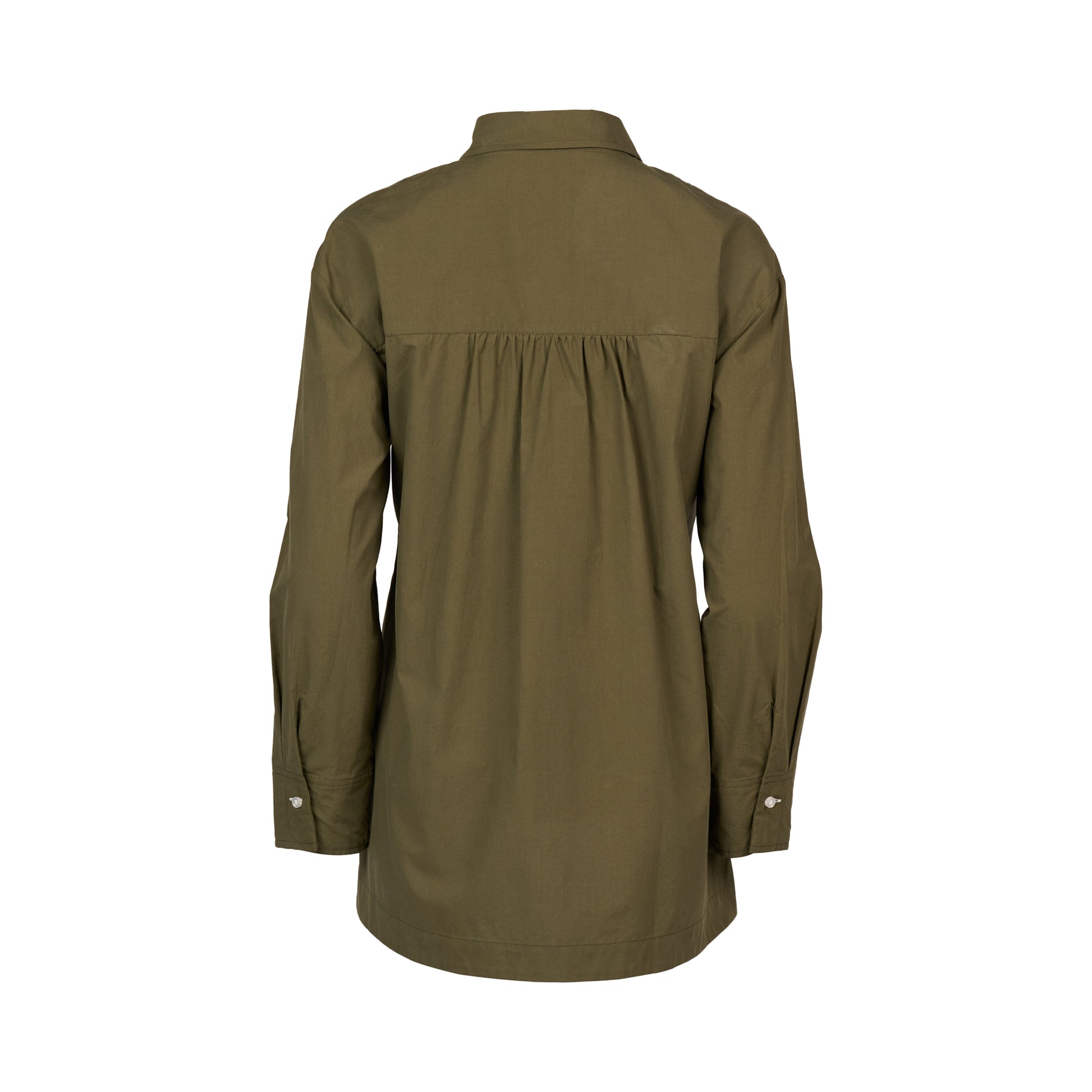 4441 Olive/White - Shirt with Contrast Coloured Stitching and Side Splits - Vassalli