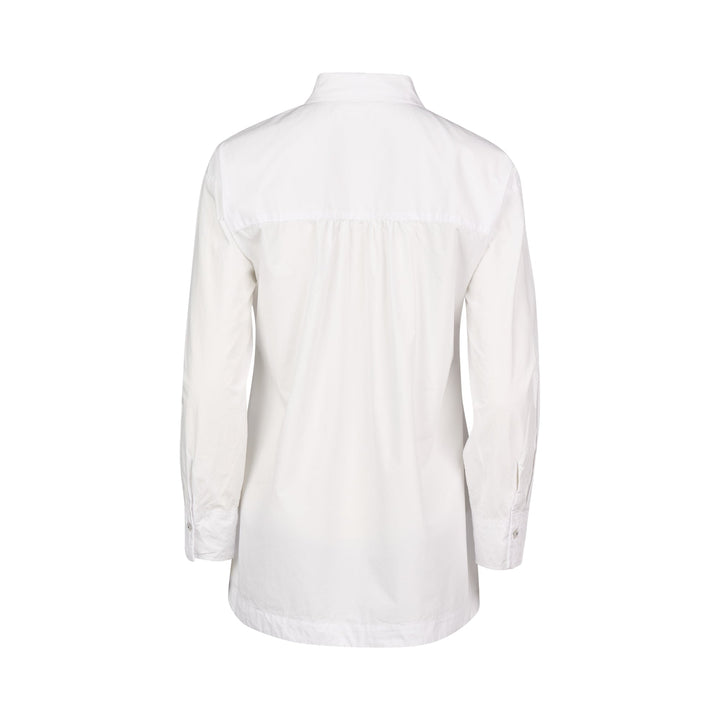 4441 White/Ink - Shirt with Contrast Coloured Stitching and Side Splits - Vassalli