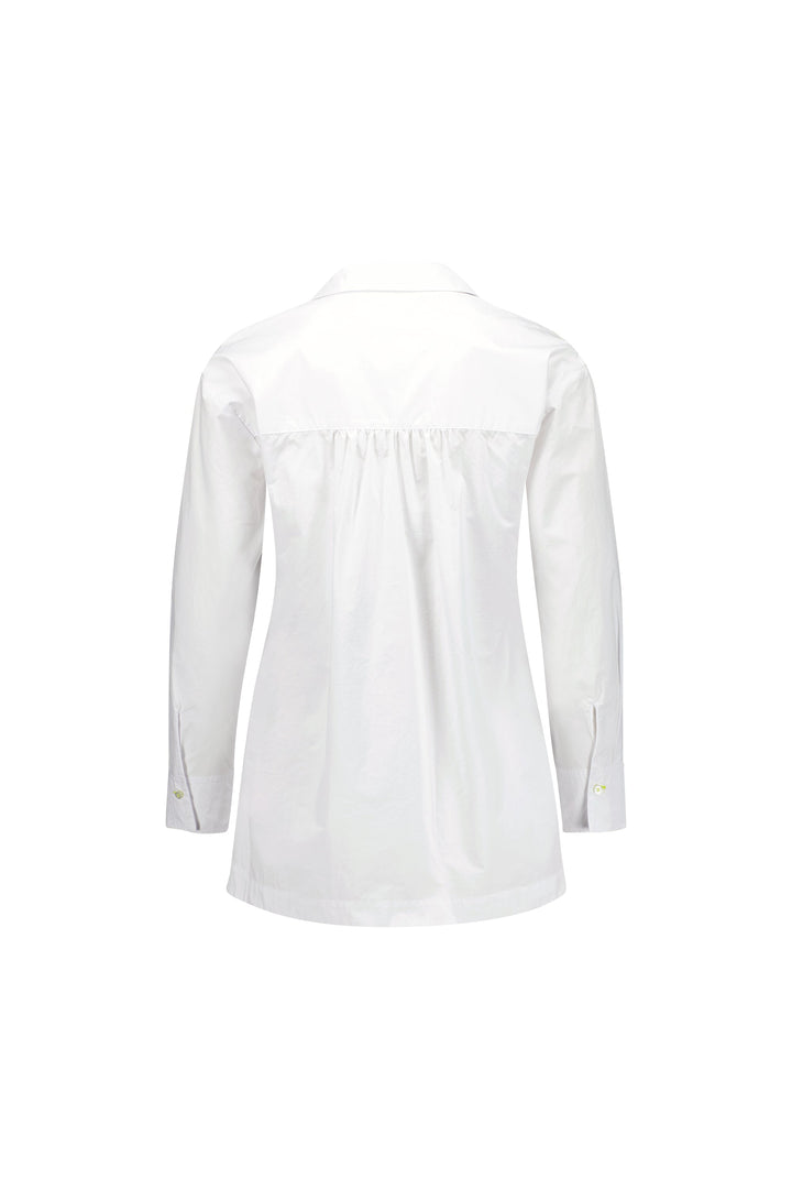 4441 White/Lime - Shirt with Contrast Coloured Stitching and Side Splits - Vassalli
