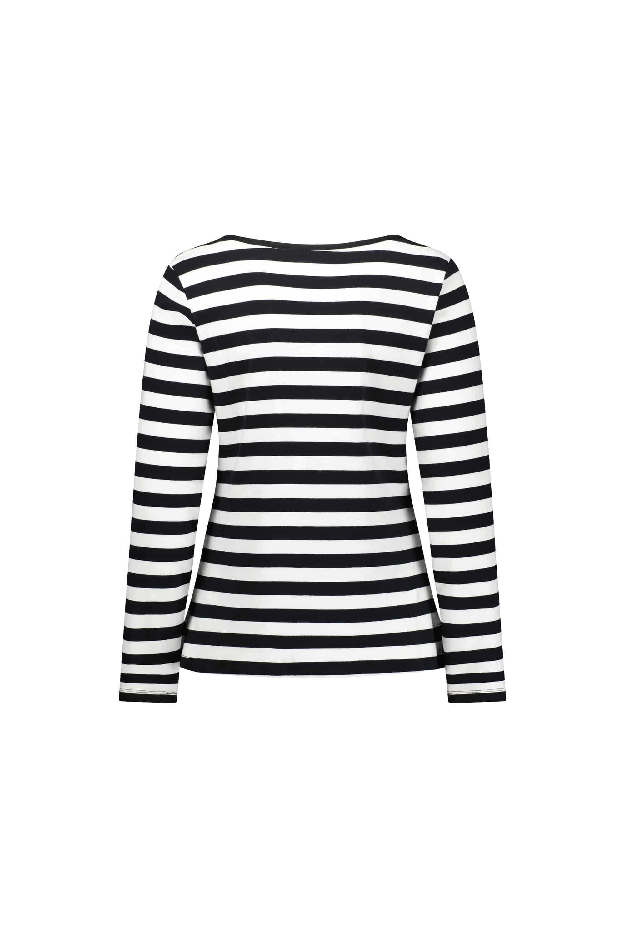 4443S Black/White Stripe - Envelope Neck Long Sleeve Top - Vassalli