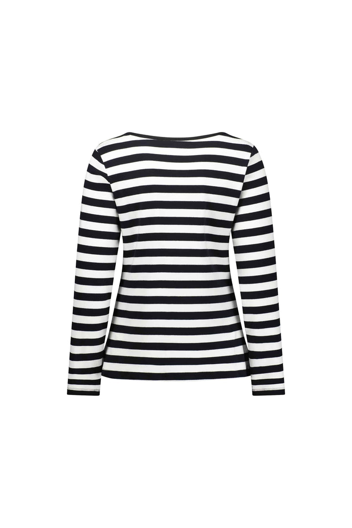 4443S Black/White Stripe - Envelope Neck Long Sleeve Top - Vassalli