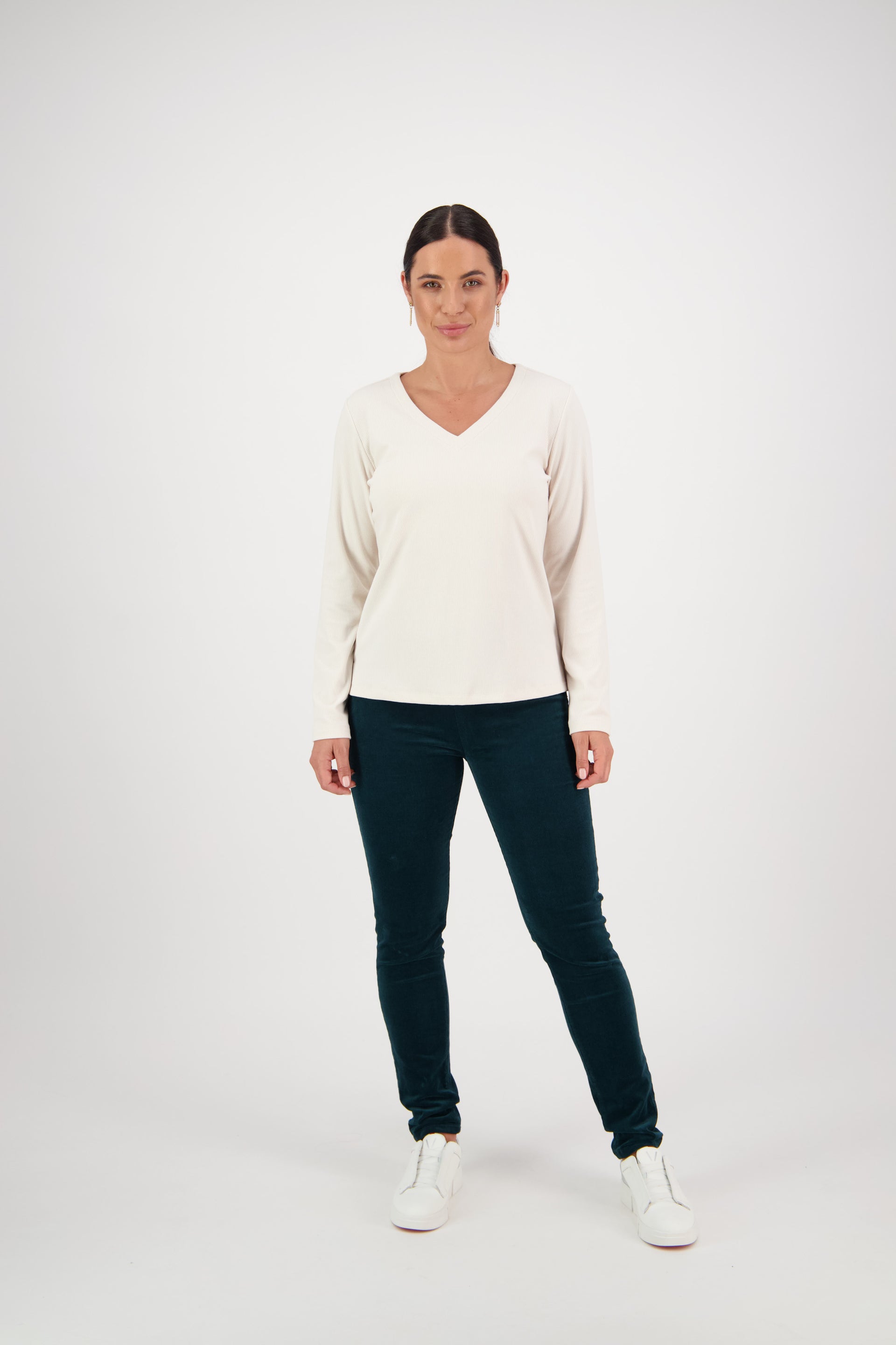 4444 Pearl - V Neck Long Sleeve Top - Vassalli