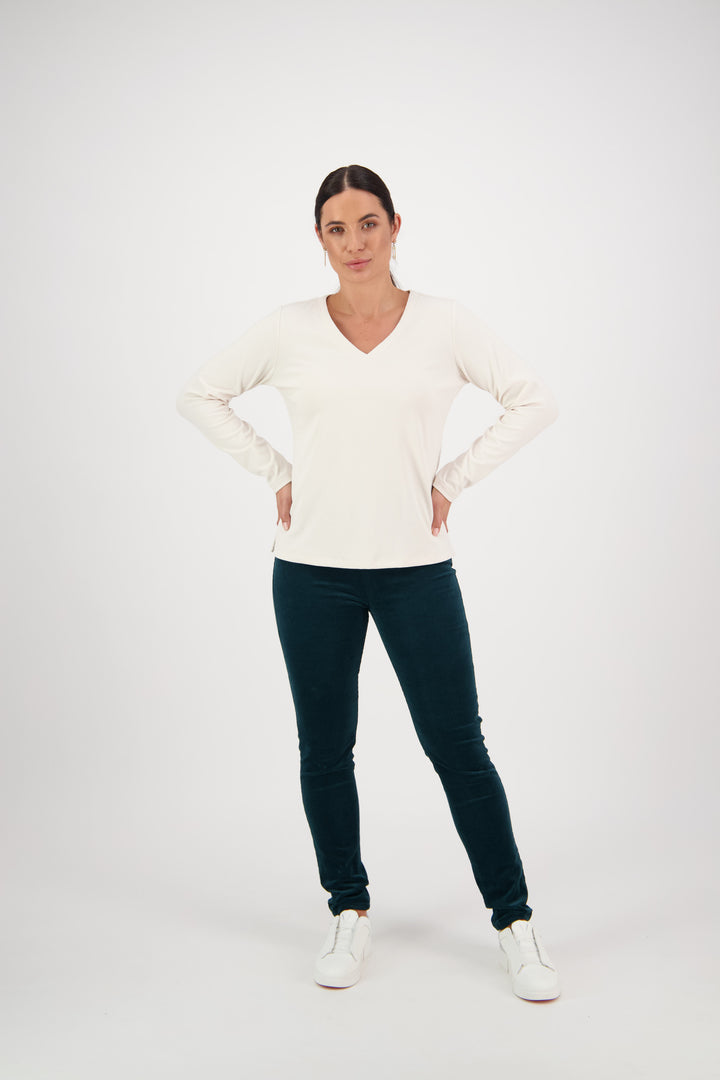 4444 Pearl - V Neck Long Sleeve Top - Vassalli