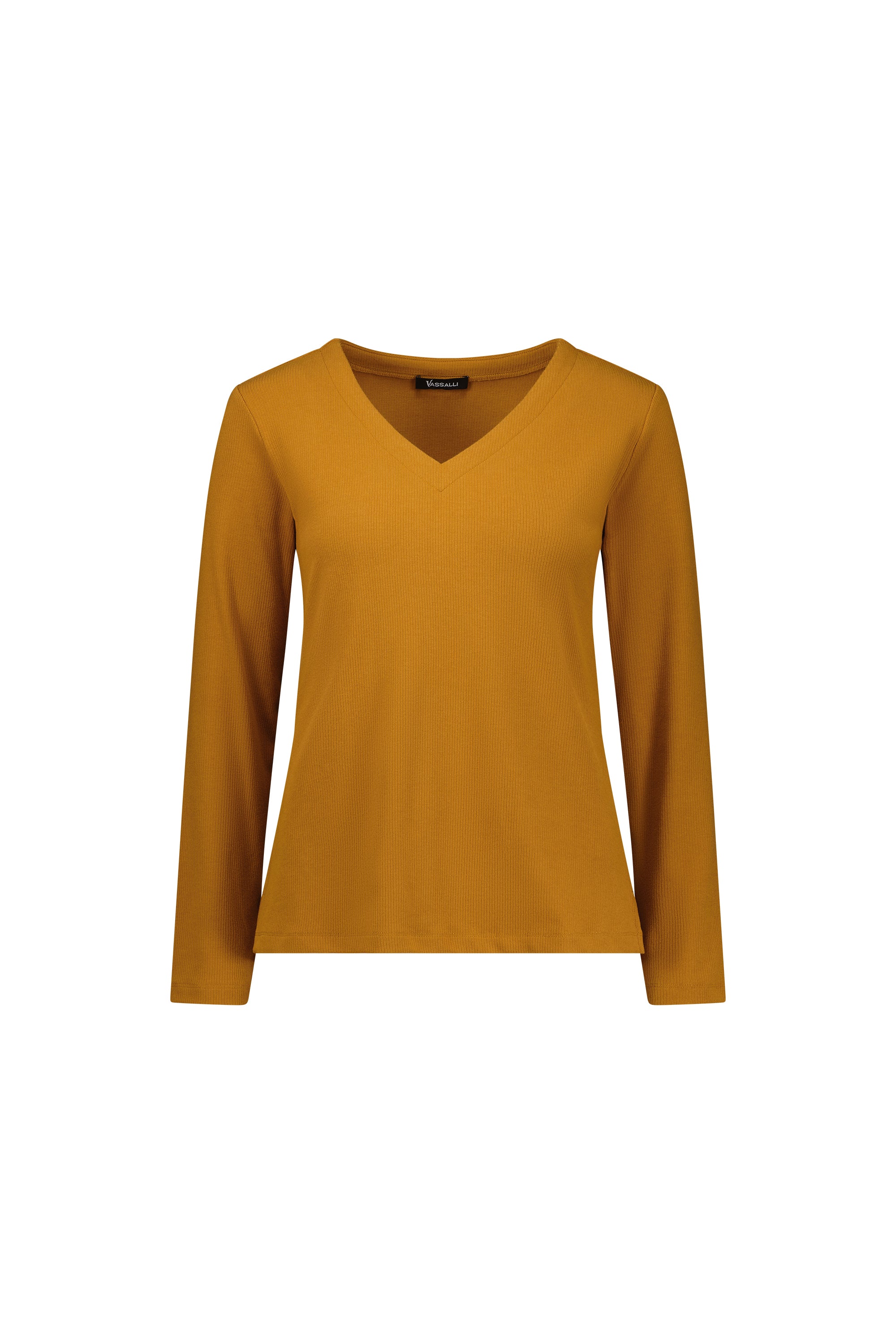 4444 Tobacco - V Neck Long Sleeve Top - Vassalli