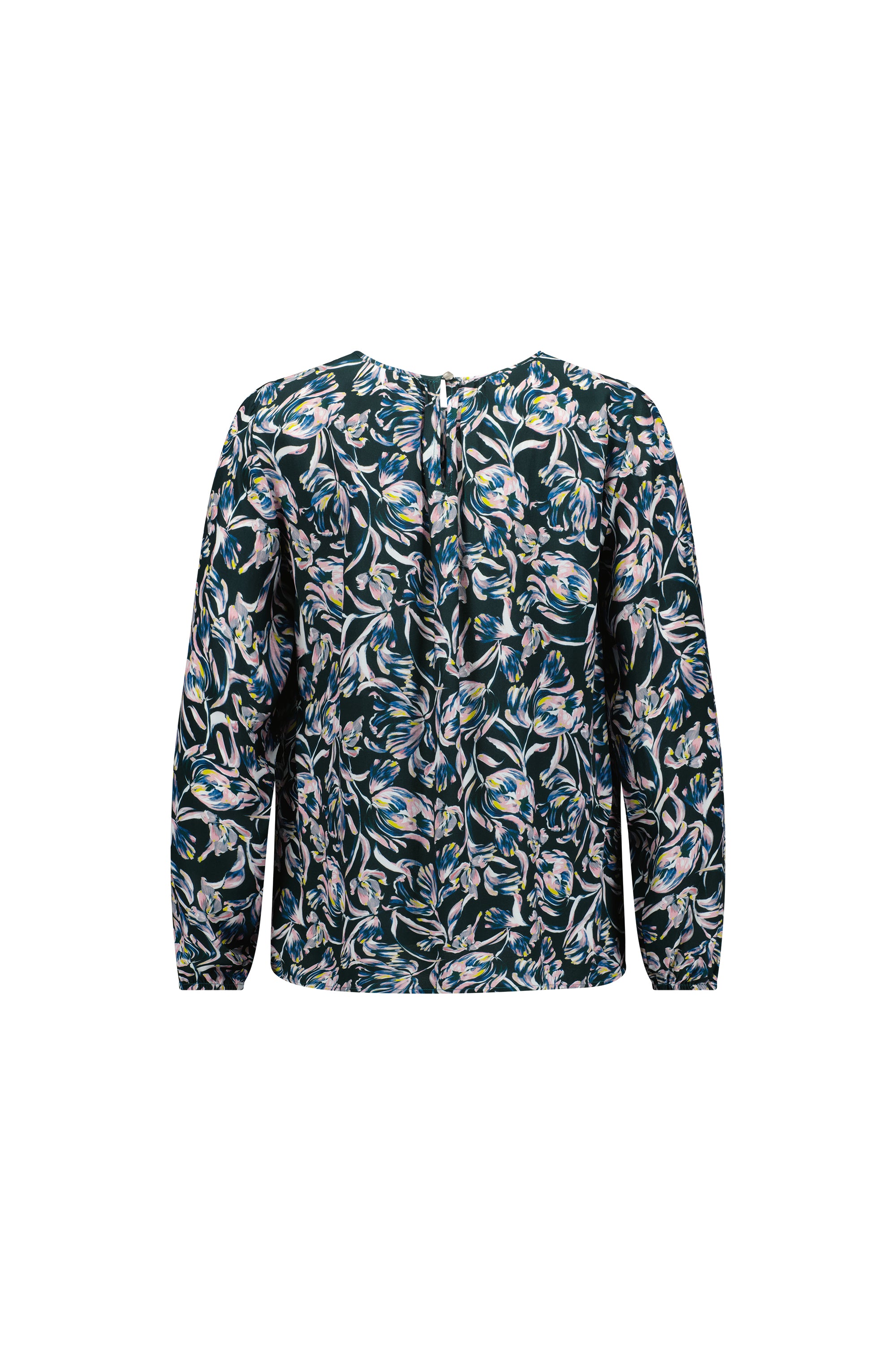 4446 Valentina - Printed Long Sleeve Top with Gathered Neckline - Vassalli