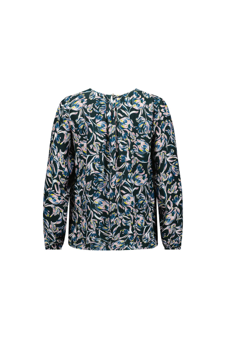 4446 Valentina - Printed Long Sleeve Top with Gathered Neckline - Vassalli