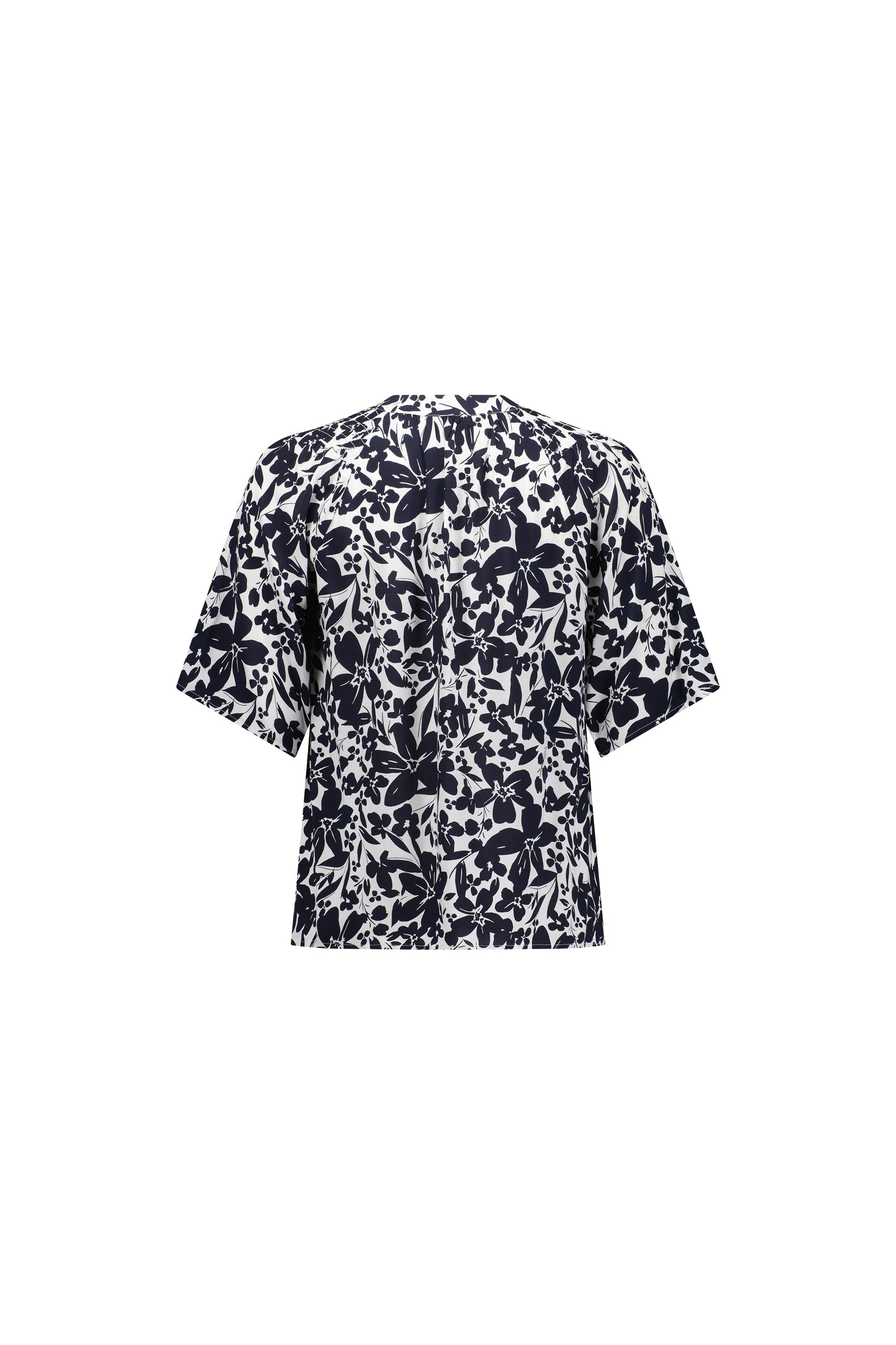 4447 Coco - Short Sleeve V Neck Top with Shirred Shoulders - Vassalli