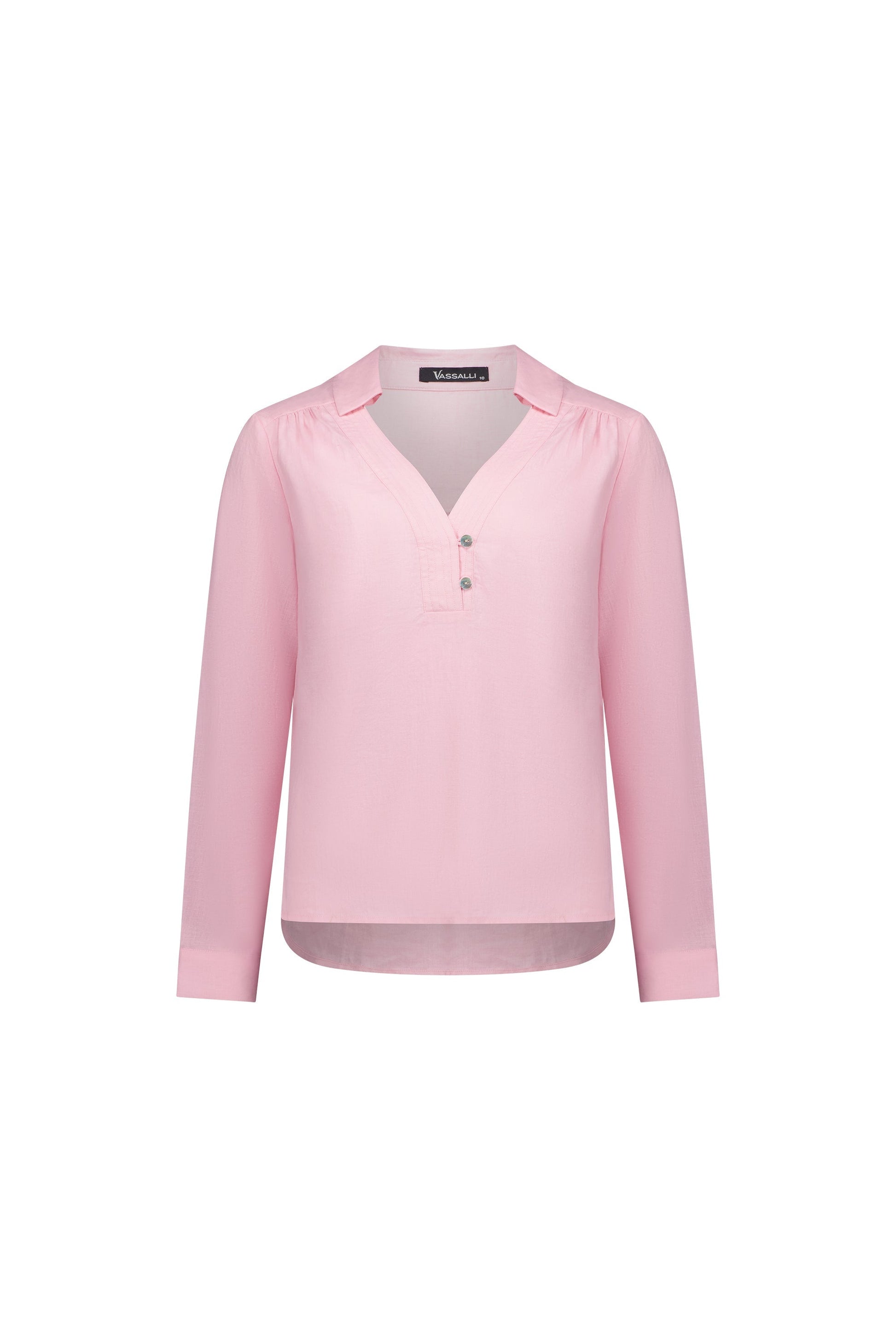 4449 Light Pink - Long Sleeve Shirt with 1/2 Placket - Vassalli