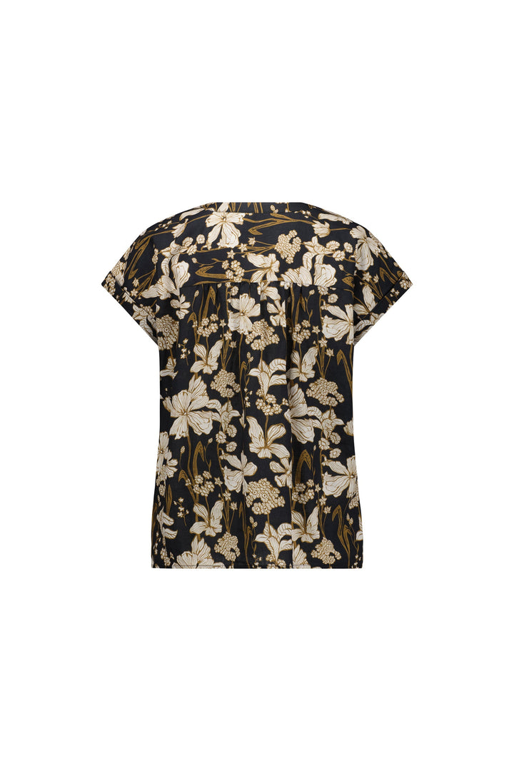 4452P Roma - Printed Dropped Shoulder Top with 1/2 Placket - Vassalli