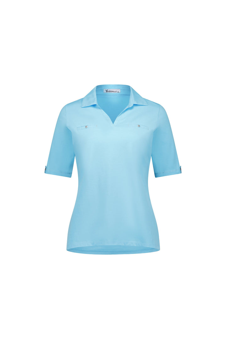 4458 Caribbean - Collared Polo with Sleeve Cuff Detail - Vassalli