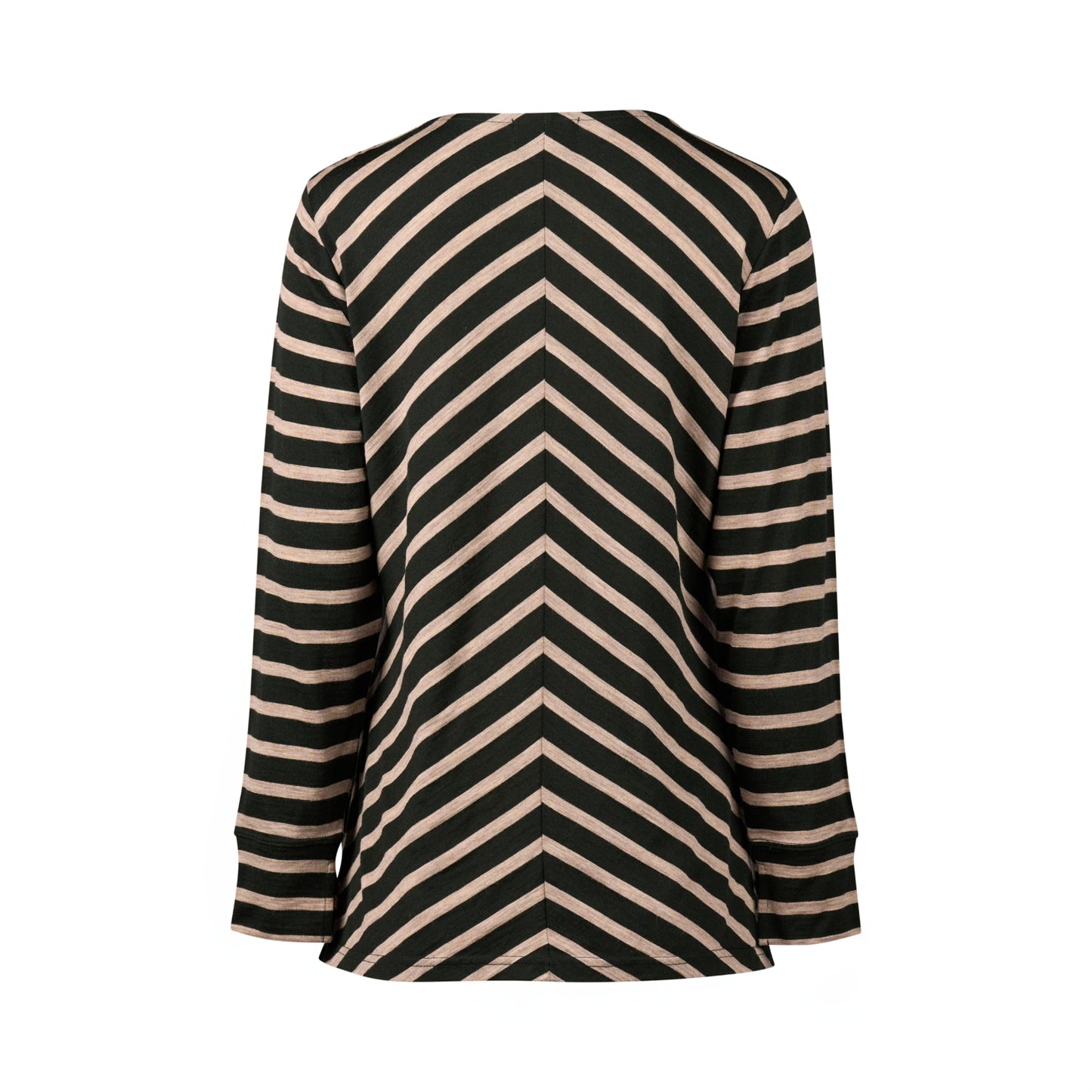 4464 Forest/Twig Stripe - 100% Merino Long Sleeve Swing Top - Vassalli