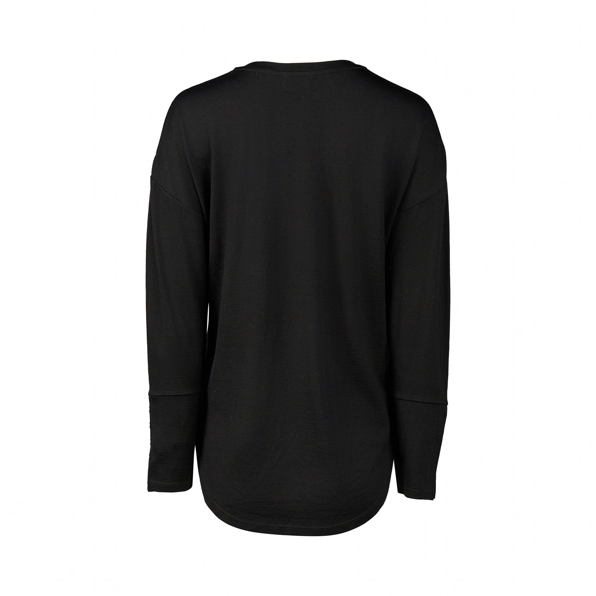 4465 Black - 100% Merino V Neck Top with Button Cuff Detail - Vassalli