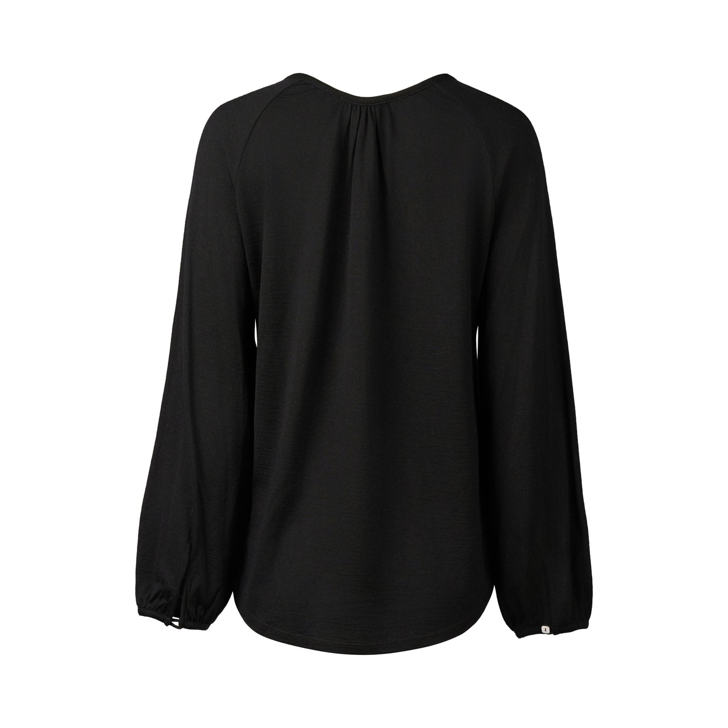 4466 Black - 100% Merino Round Neck Top with Front Keyhole - Vassalli