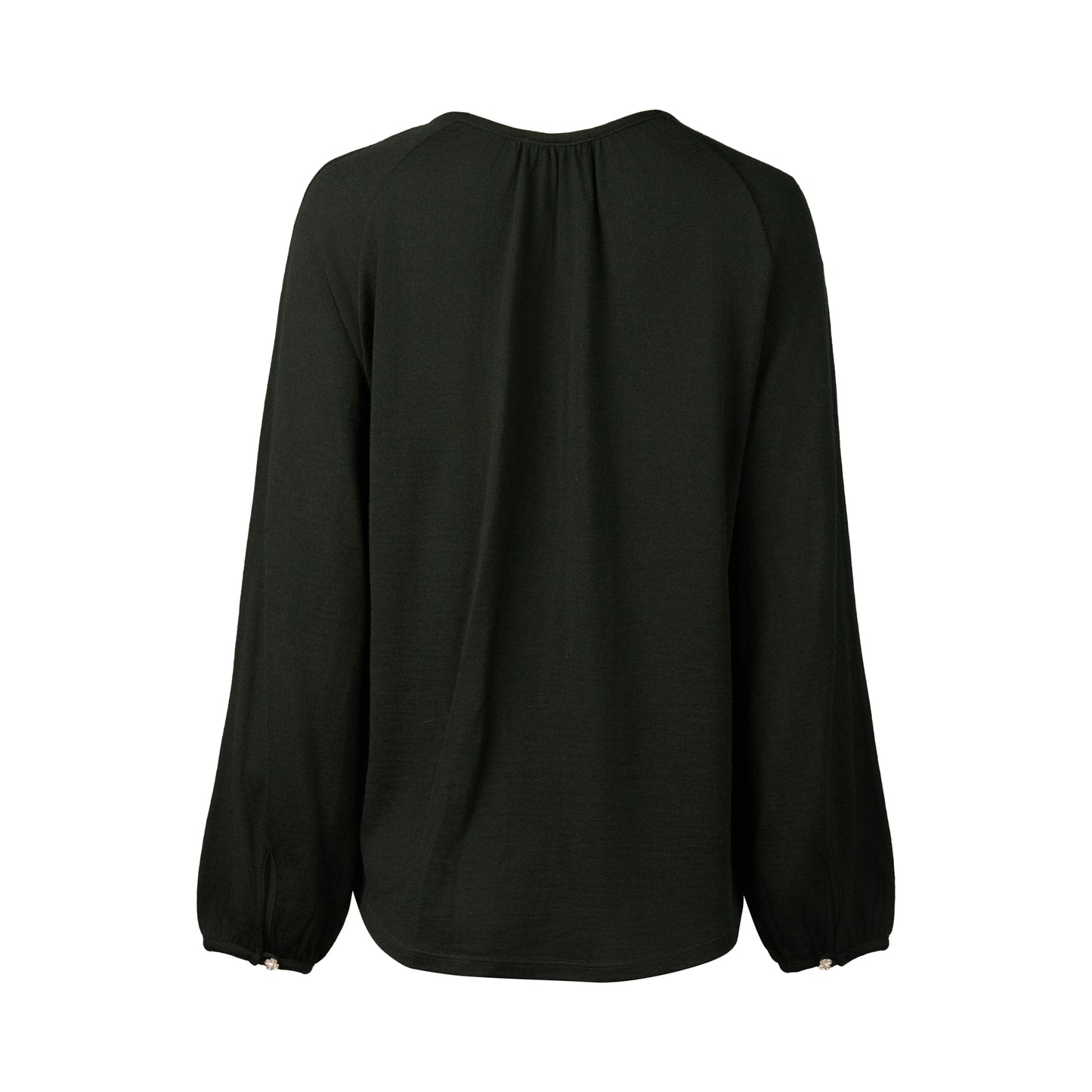 4466 Forest - 100% Merino Round Neck Top with Front Keyhole - Vassalli