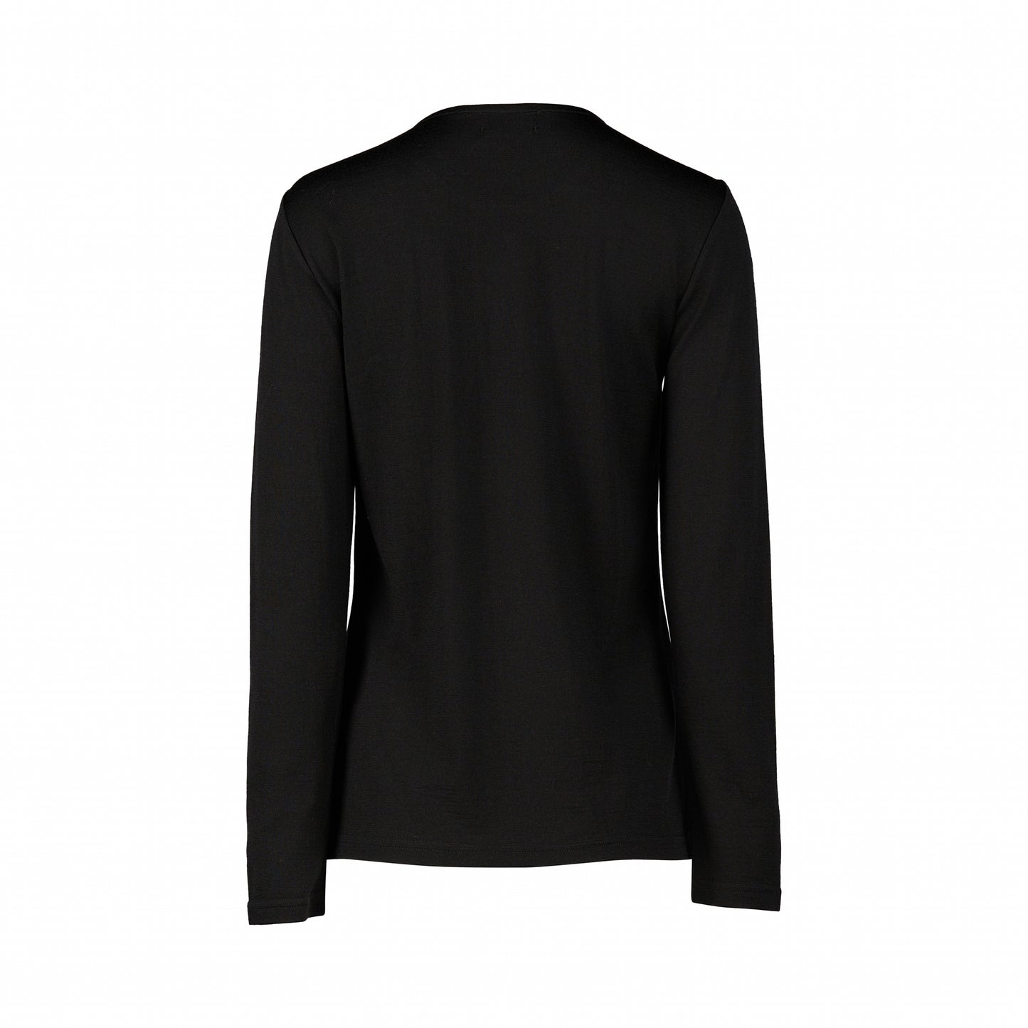 4467 Black - 100% Merino Basic Long Sleeve Crew Neck Top - Vassalli