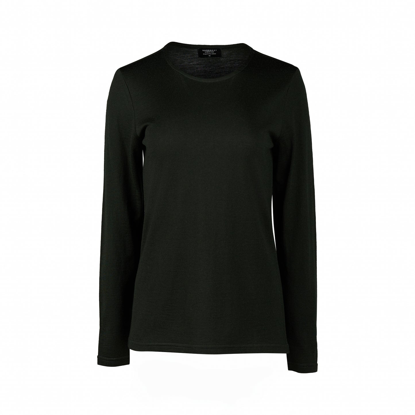 4467 Forest - 100% Merino Basic Long Sleeve Crew Neck Top - Vassalli