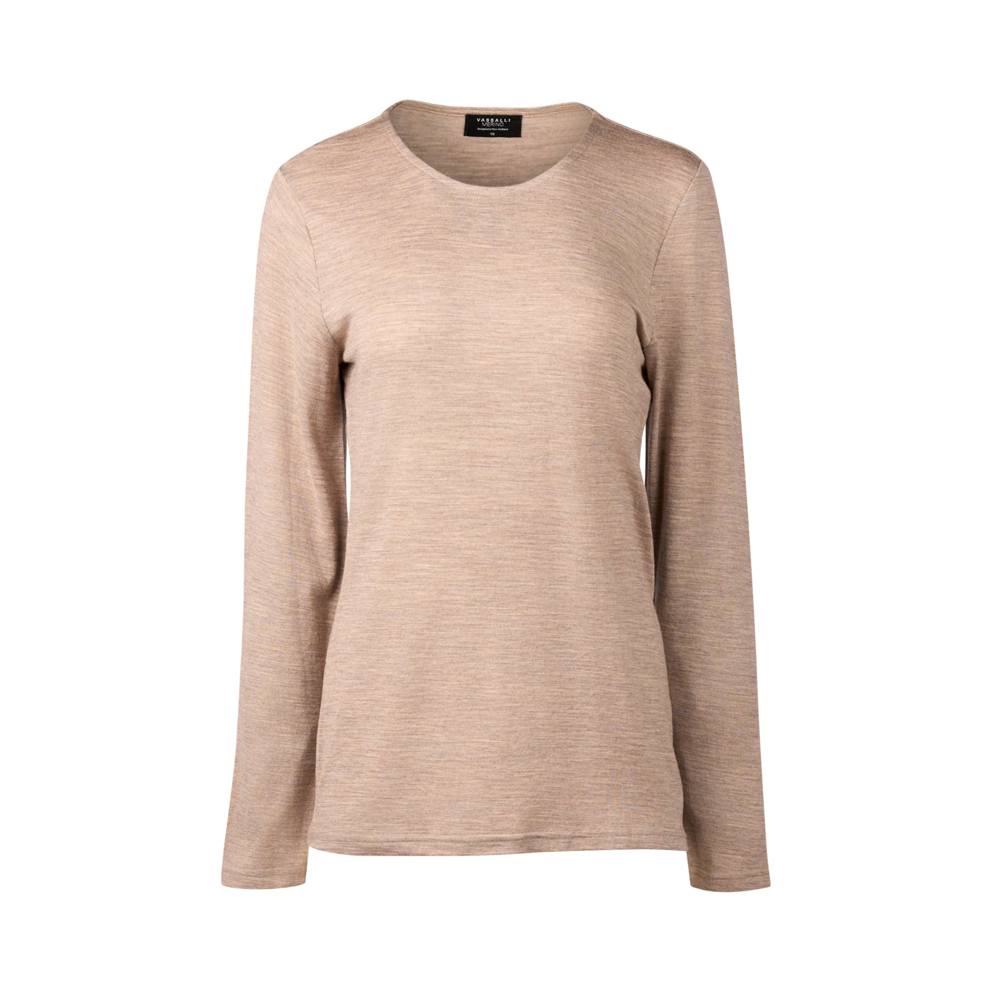 4467 Twig - 100% Merino Basic Long Sleeve Crew Neck Top - Vassalli