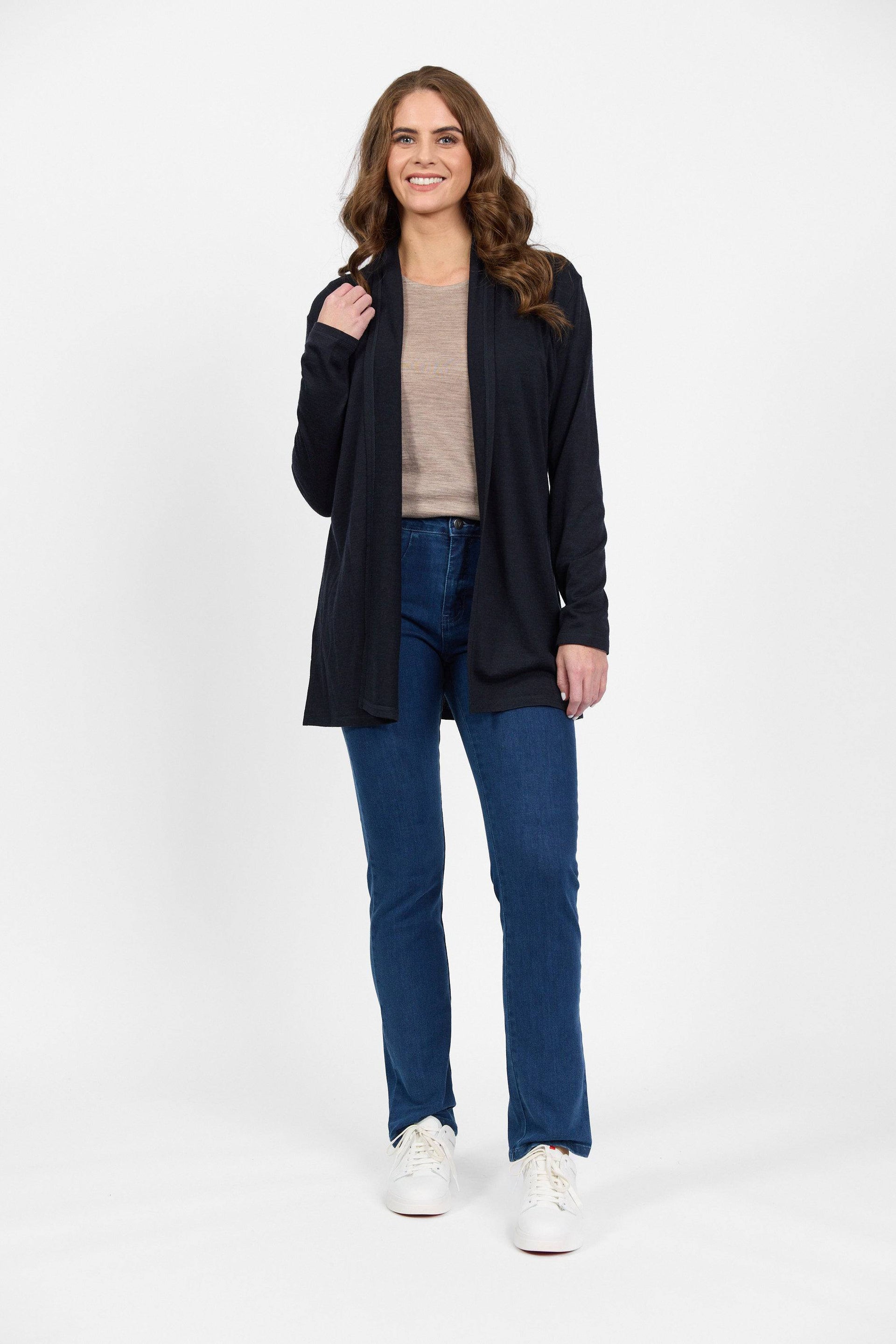 4469 Midnight - 100% Merino Relaxed Cardi - Vassalli