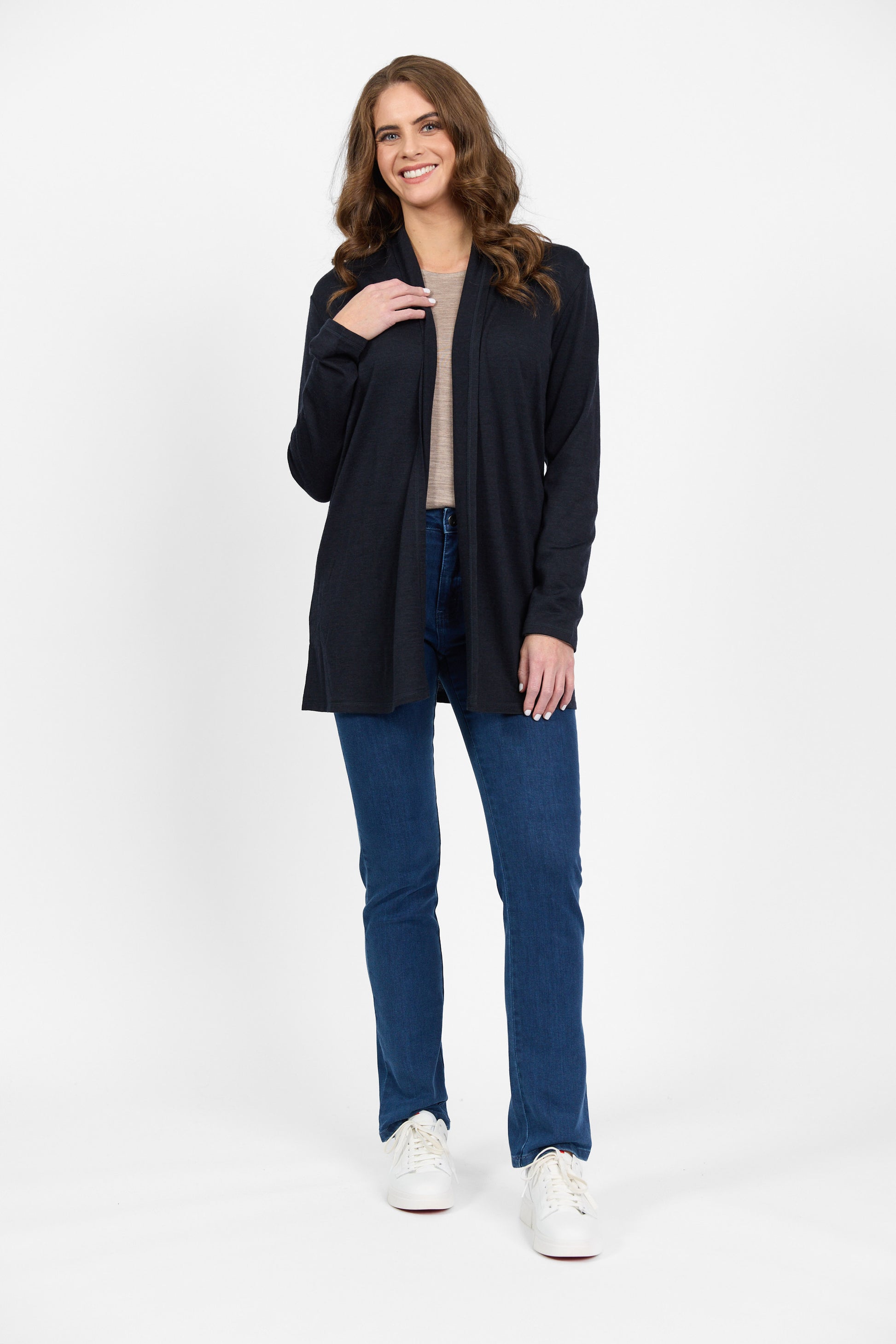 4469 Midnight - 100% Merino Relaxed Cardi - Vassalli