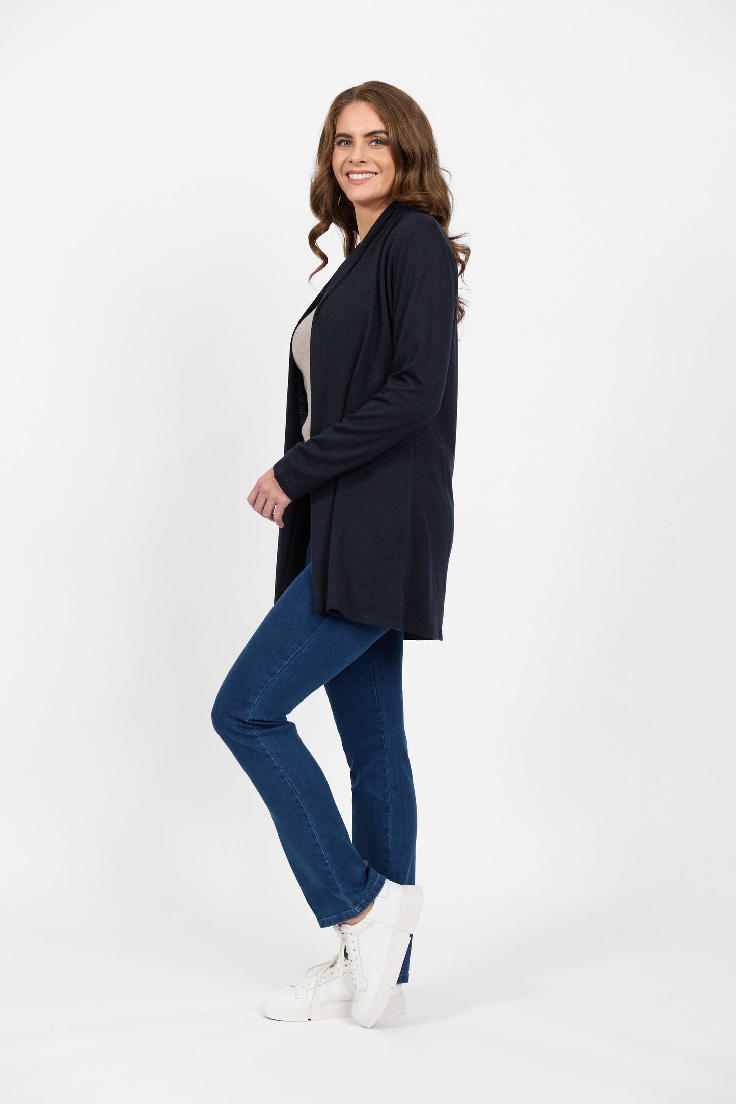 4469 Midnight - 100% Merino Relaxed Cardi - Vassalli