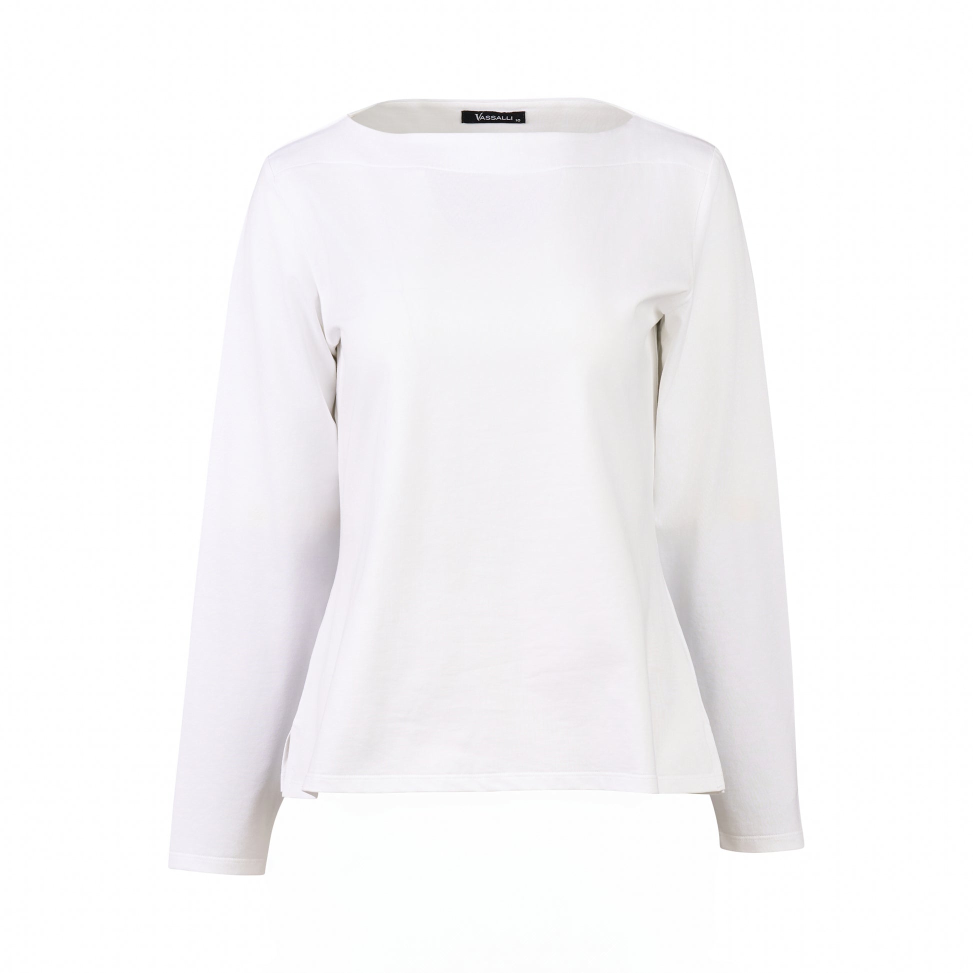 4472 White - Boat Neck Long Sleeve Top - Vassalli