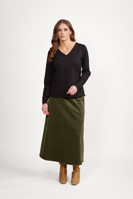4473 Black - V Neck Long Sleeve Top - Vassalli