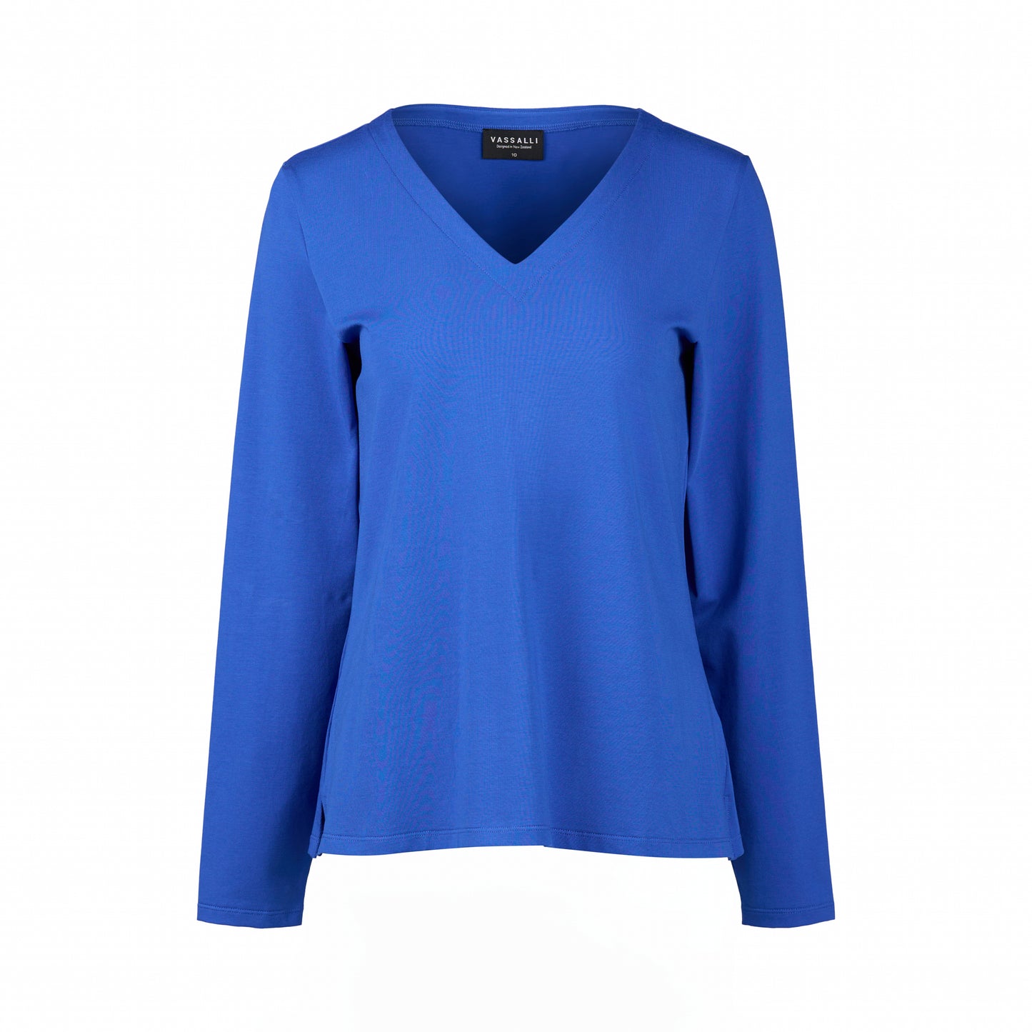 4473 Electric Blue - V Neck Long Sleeve Top - Vassalli