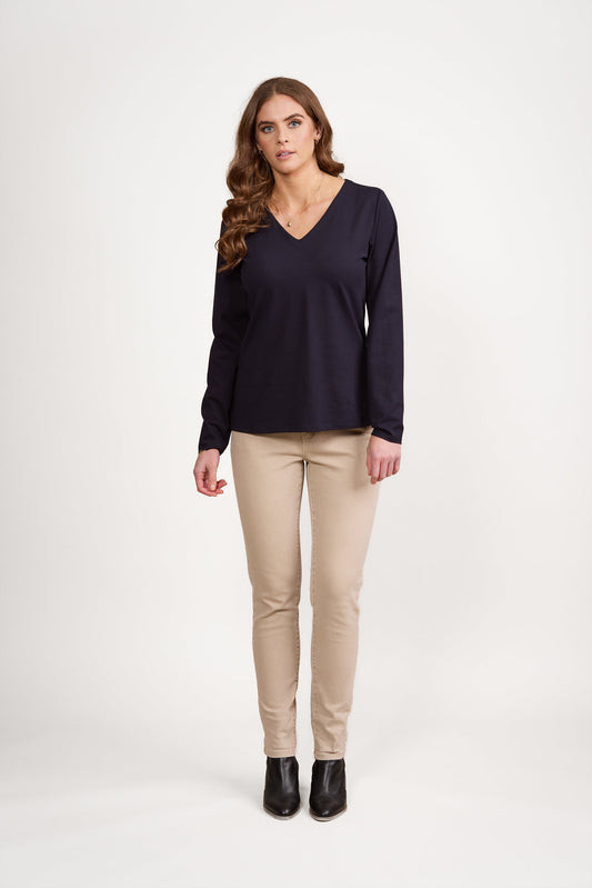 4473 Ink - V Neck Long Sleeve Top - Vassalli