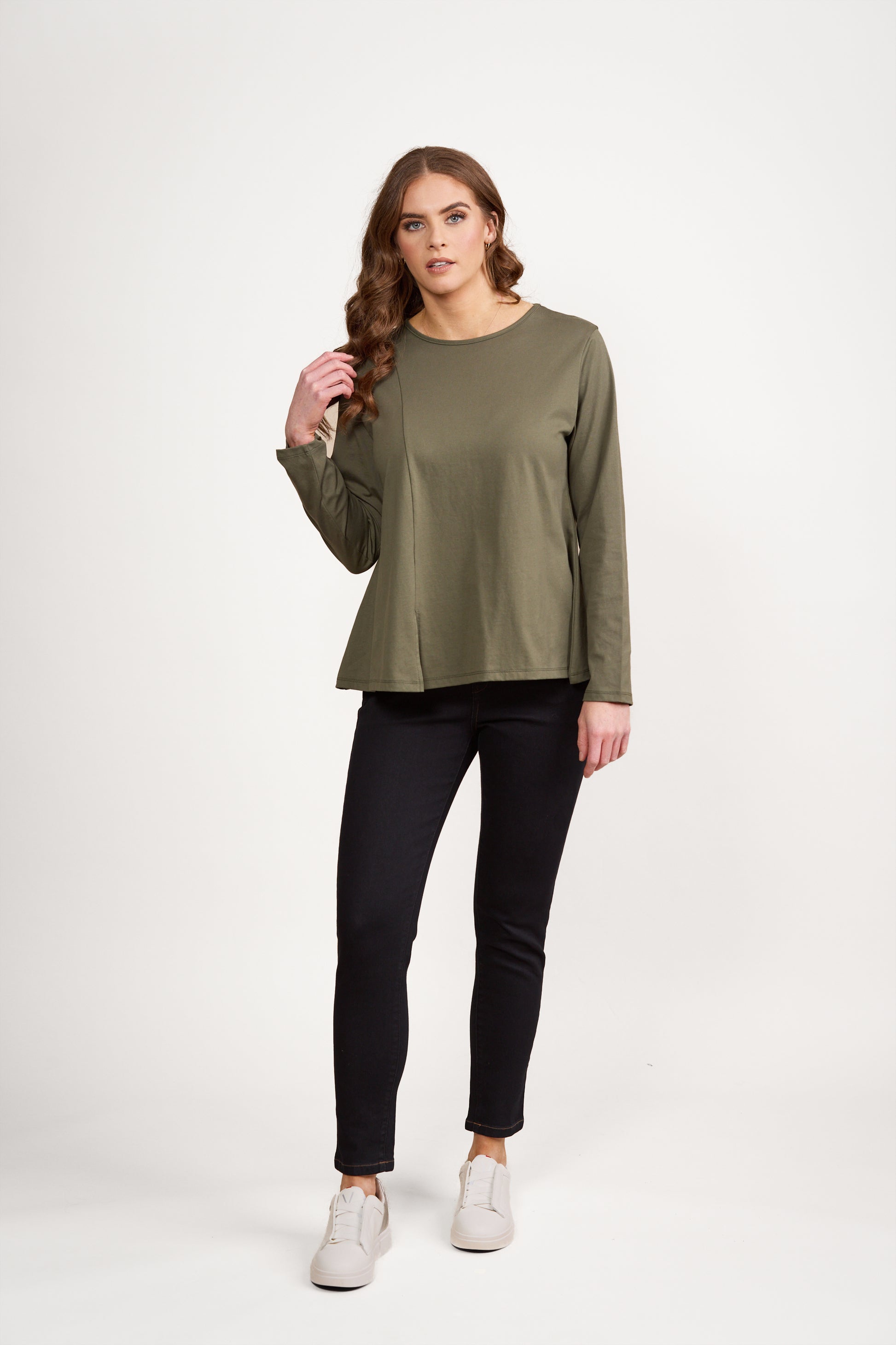 4477 Sage - Swing Top with Off Centre Split Detail - Vassalli