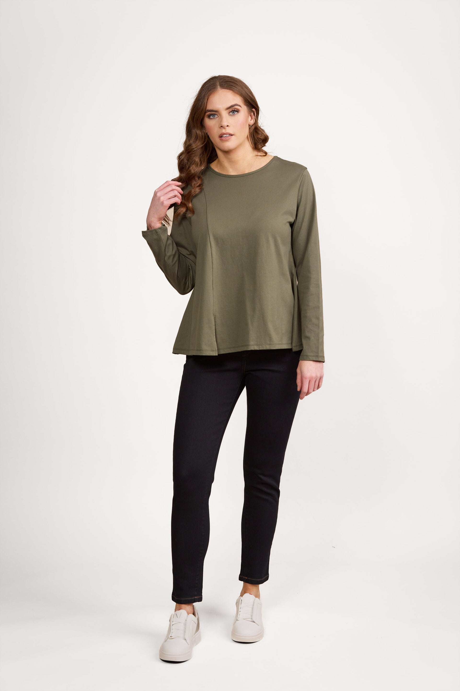 4477 Sage - Swing Top with Off Centre Split Detail - Vassalli