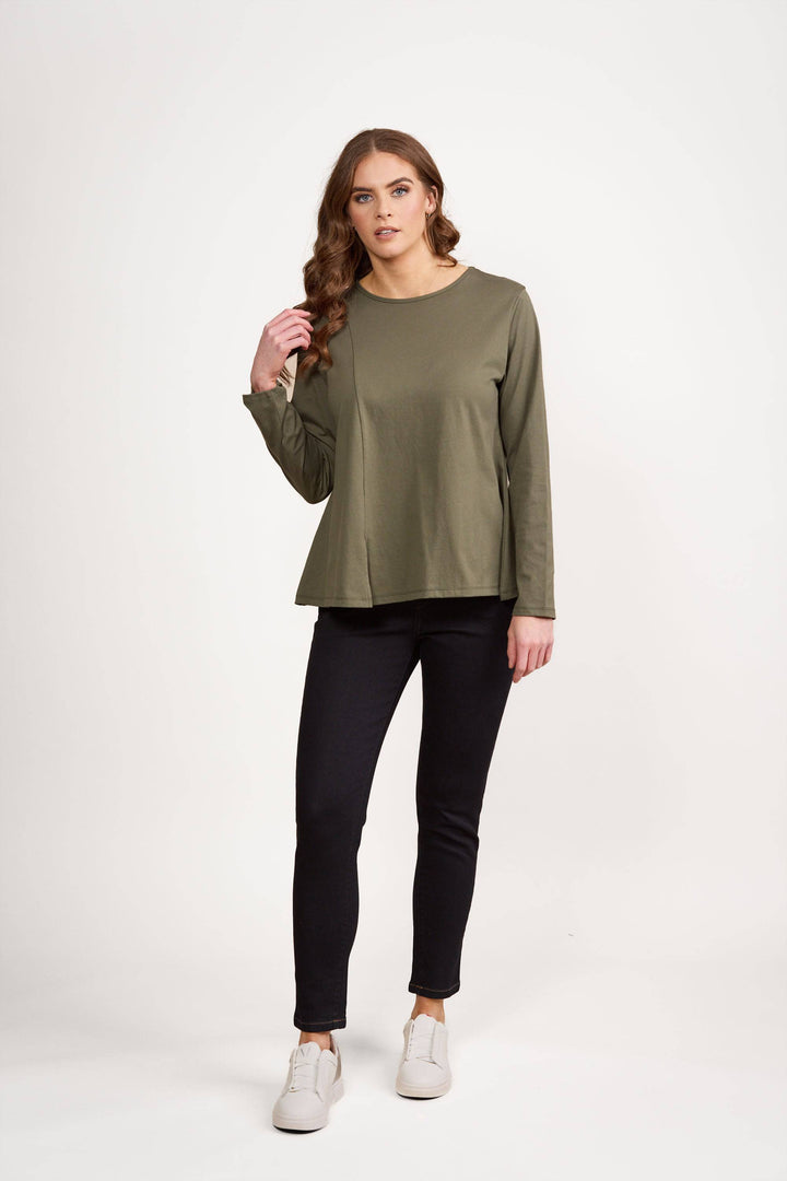 4477 Sage - Swing Top with Off Centre Split Detail - Vassalli