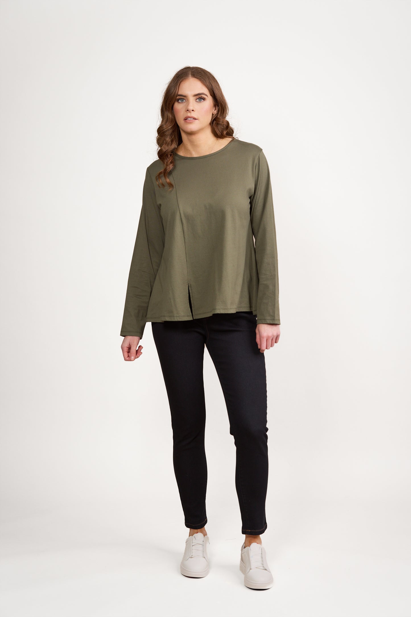 4477 Sage - Swing Top with Off Centre Split Detail - Vassalli