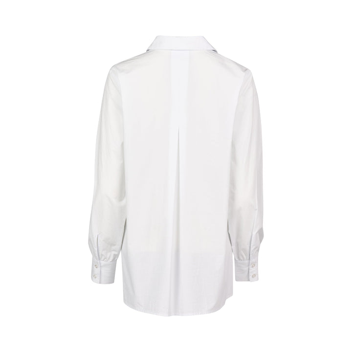 4478 White - Swing Half Placket Shirt with Angled Pocket - Vassalli