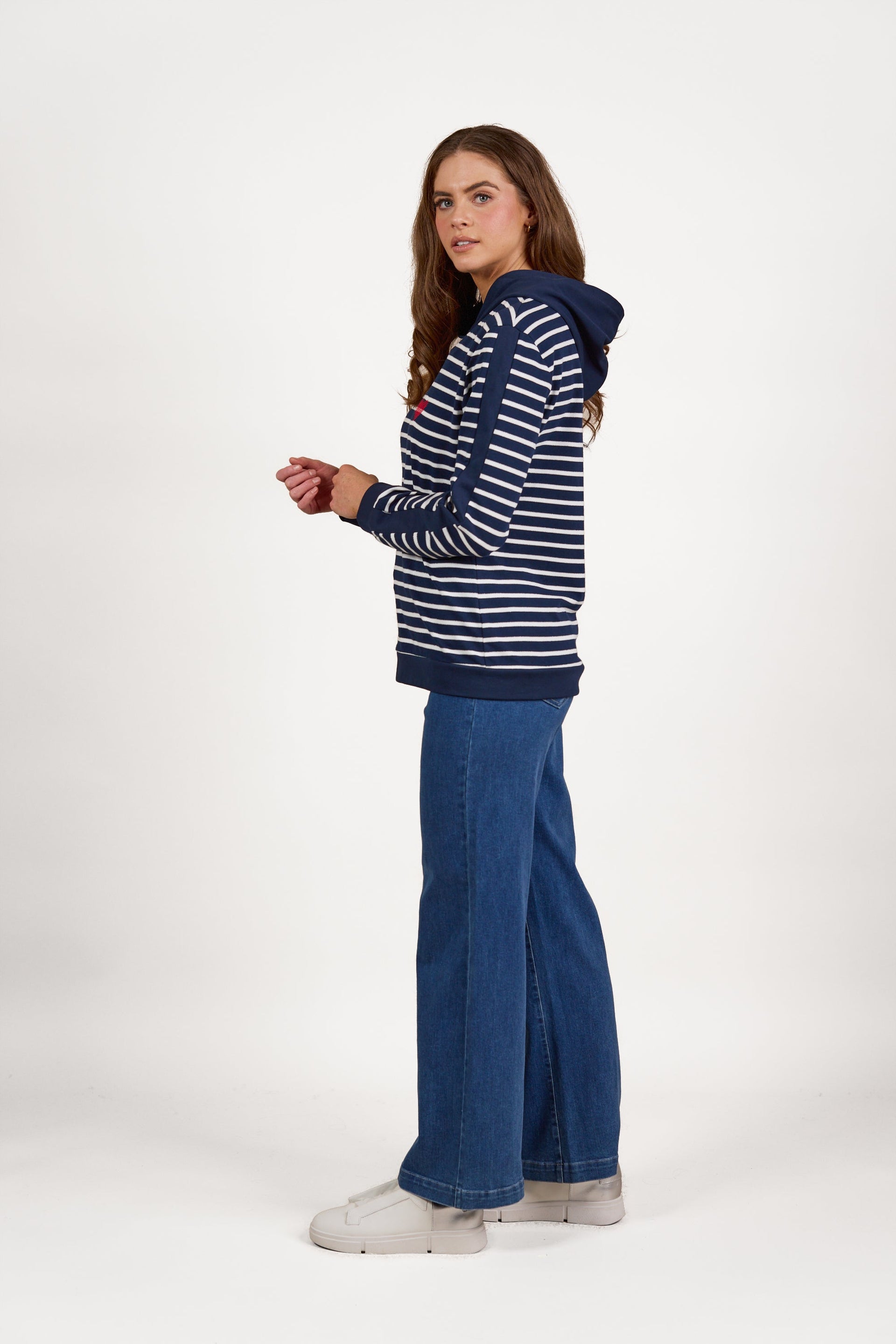 4482 Foil Stripe - Long Sleeve Hoodie with Sleeve Panel Trim and Heart Emb - Vassalli