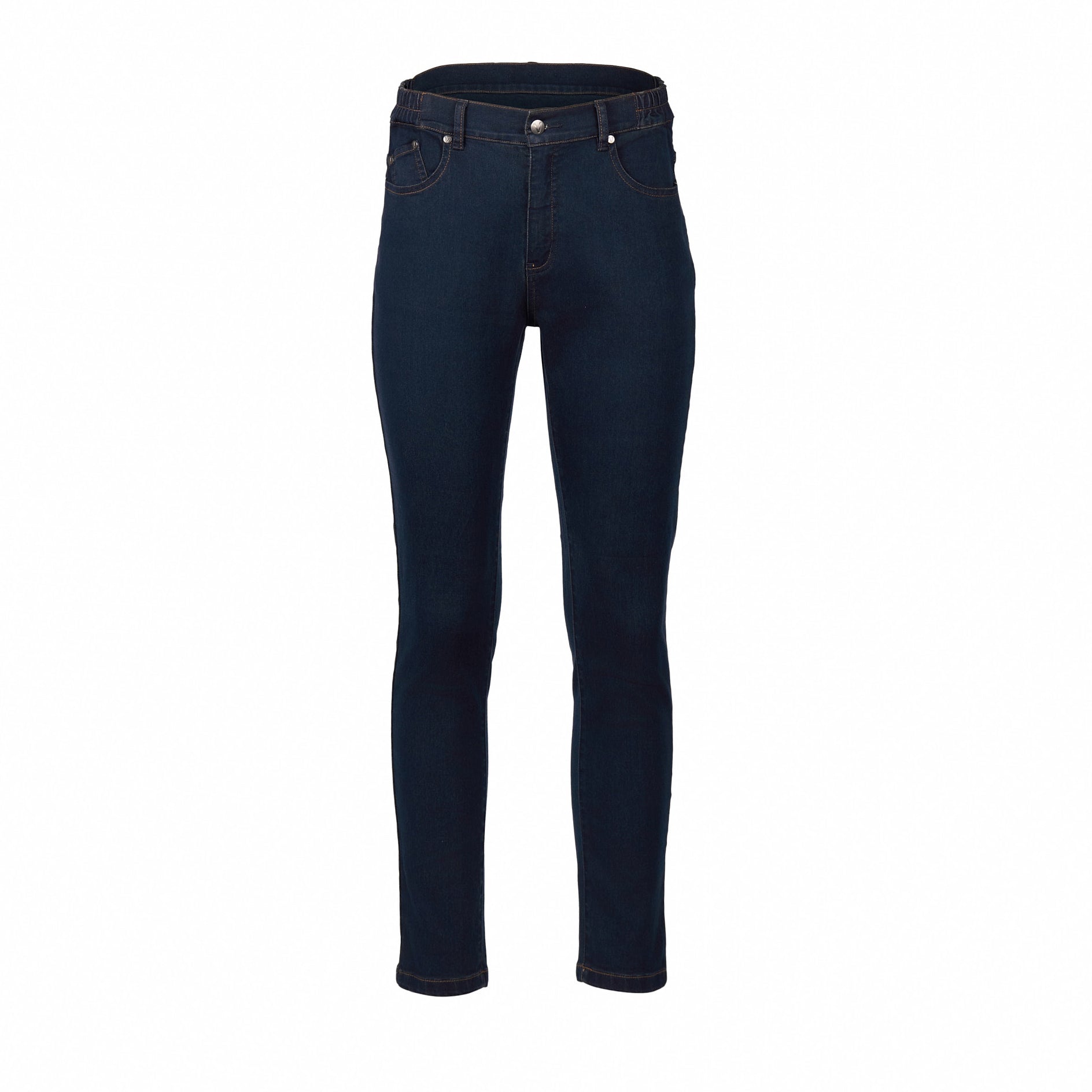 5009 Indigo Denim - Skinny Leg Ankle Grazer, Slim Hip and Thigh Jean with Side Waist Elastic - Vassalli