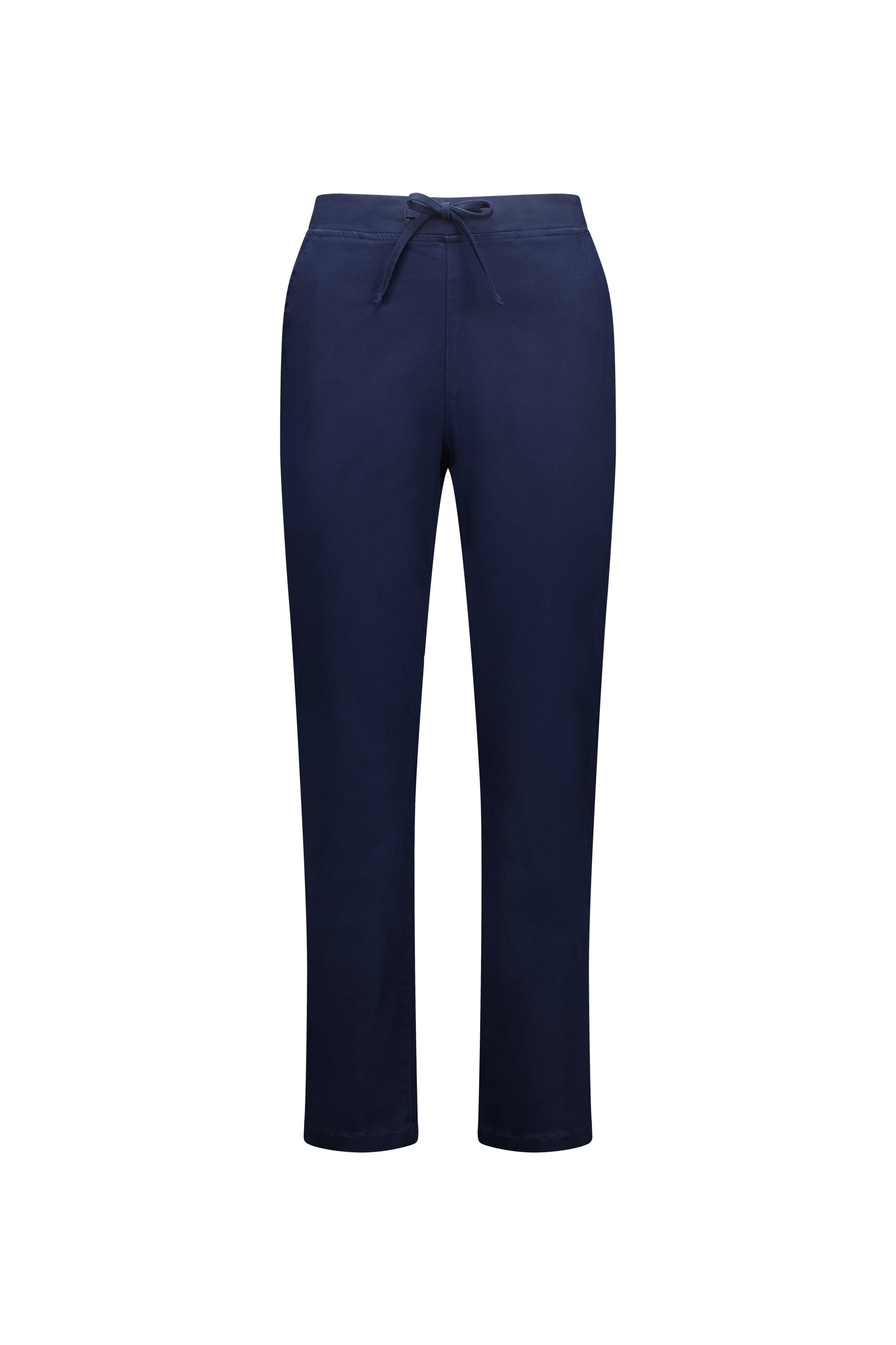 5011LW Navy - Plain Slim Leg Ankle Grazer Lightweight Pull On Pant - Vassalli