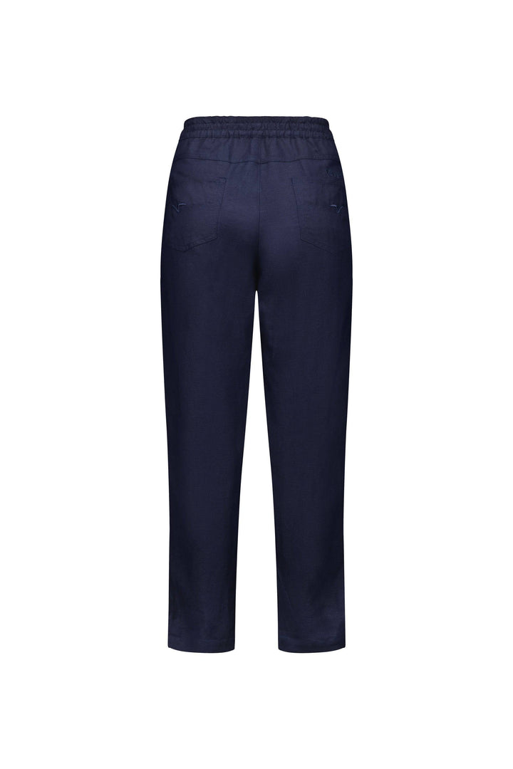 5016 Ink - Slim Leg Ankle Grazer Pant with Full Elastic Waistband - Vassalli