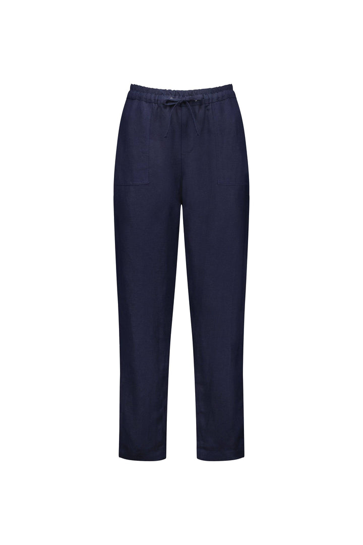 5016 Ink - Slim Leg Ankle Grazer Pant with Full Elastic Waistband - Vassalli