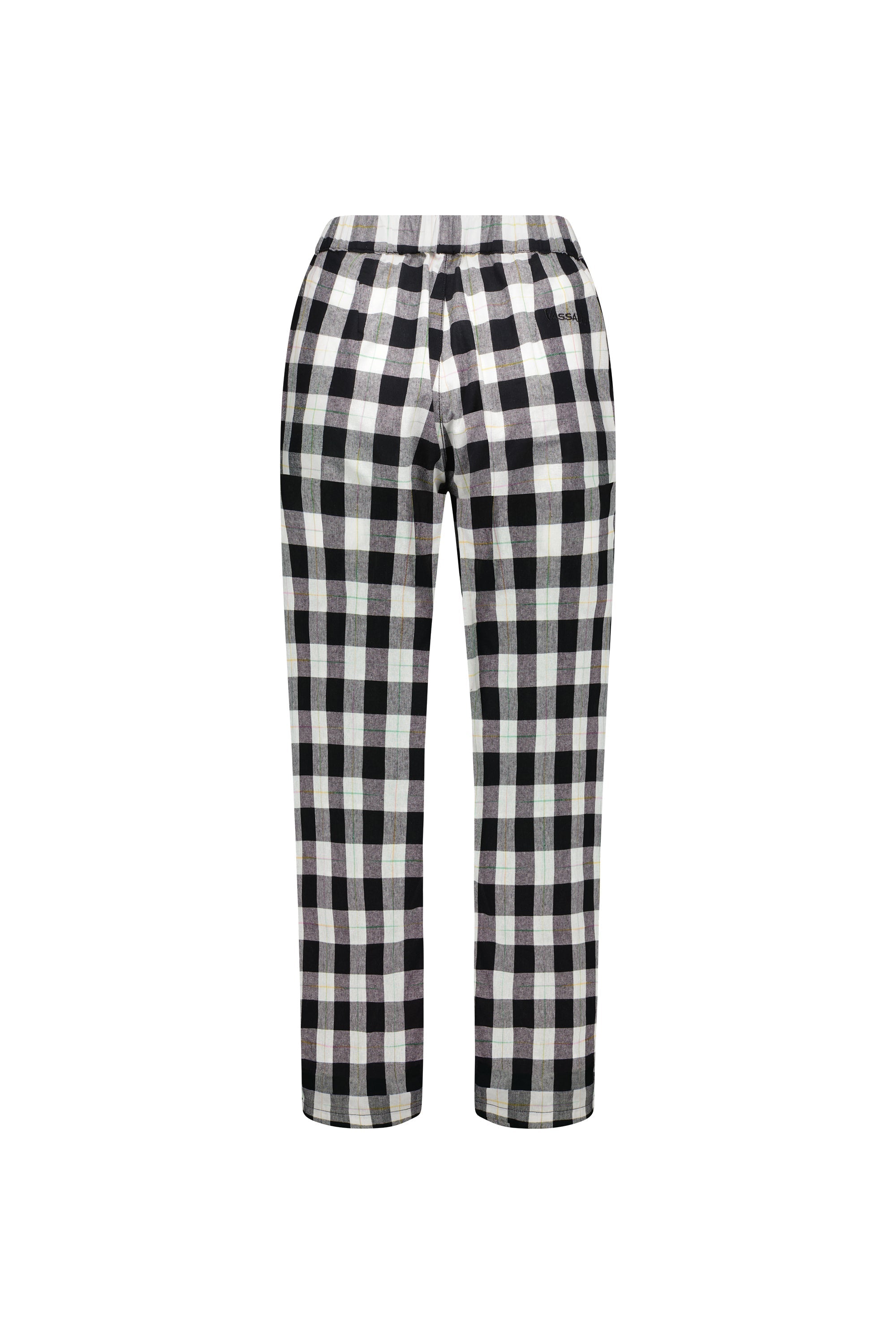 5018 Rainbow Check - Slim Leg 7/8 Pant with Fly and Elastic Back Waistband - Vassalli