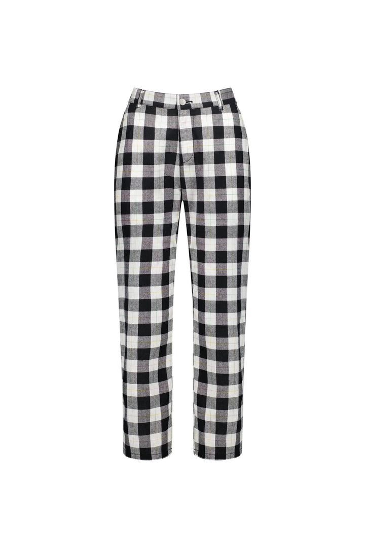 5018 Rainbow Check - Slim Leg 7/8 Pant with Fly and Elastic Back Waistband - Vassalli