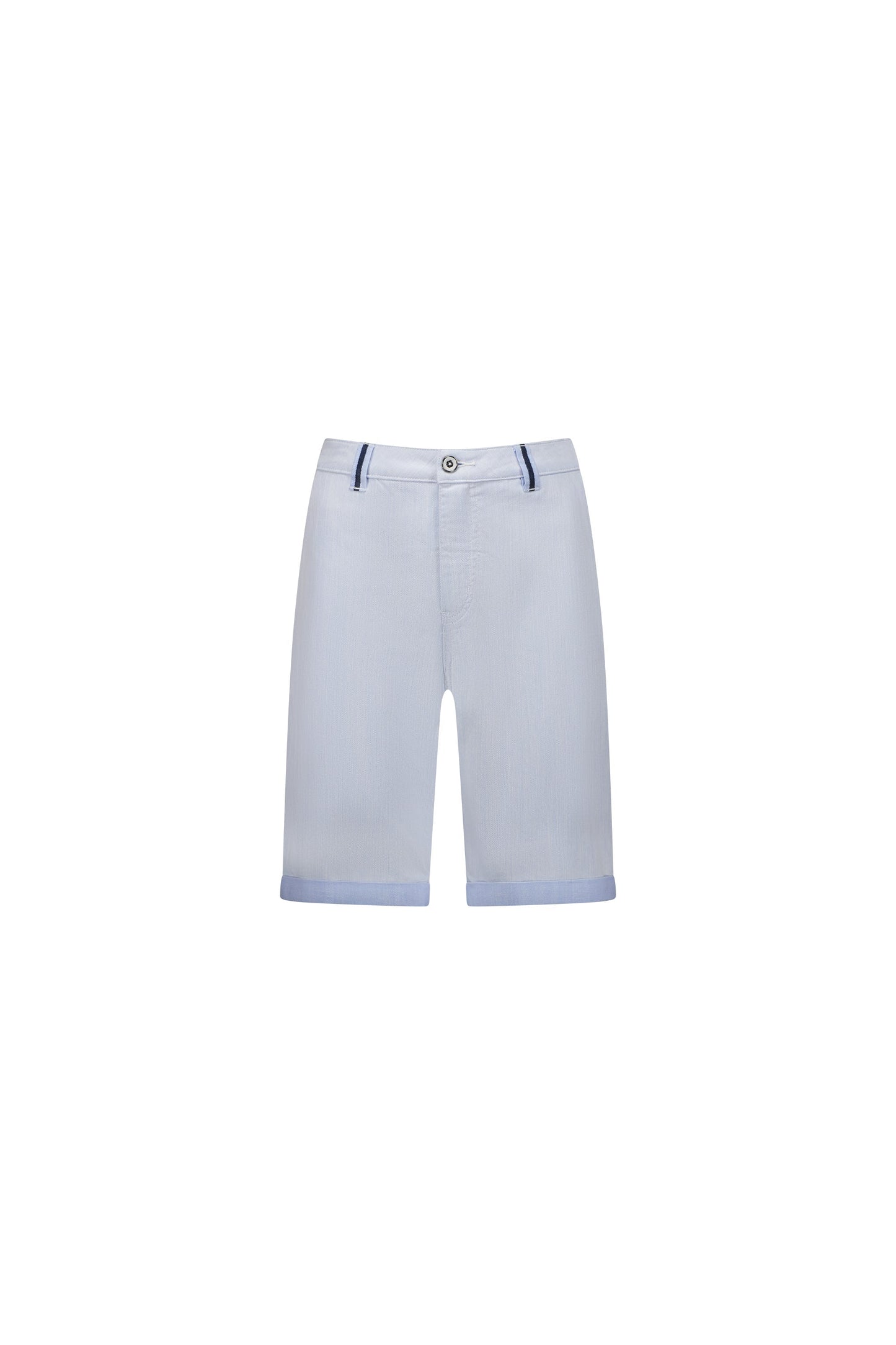 5021 Sky Blue - Slim Leg Above Knee Short with Contrast Trim - Vassalli